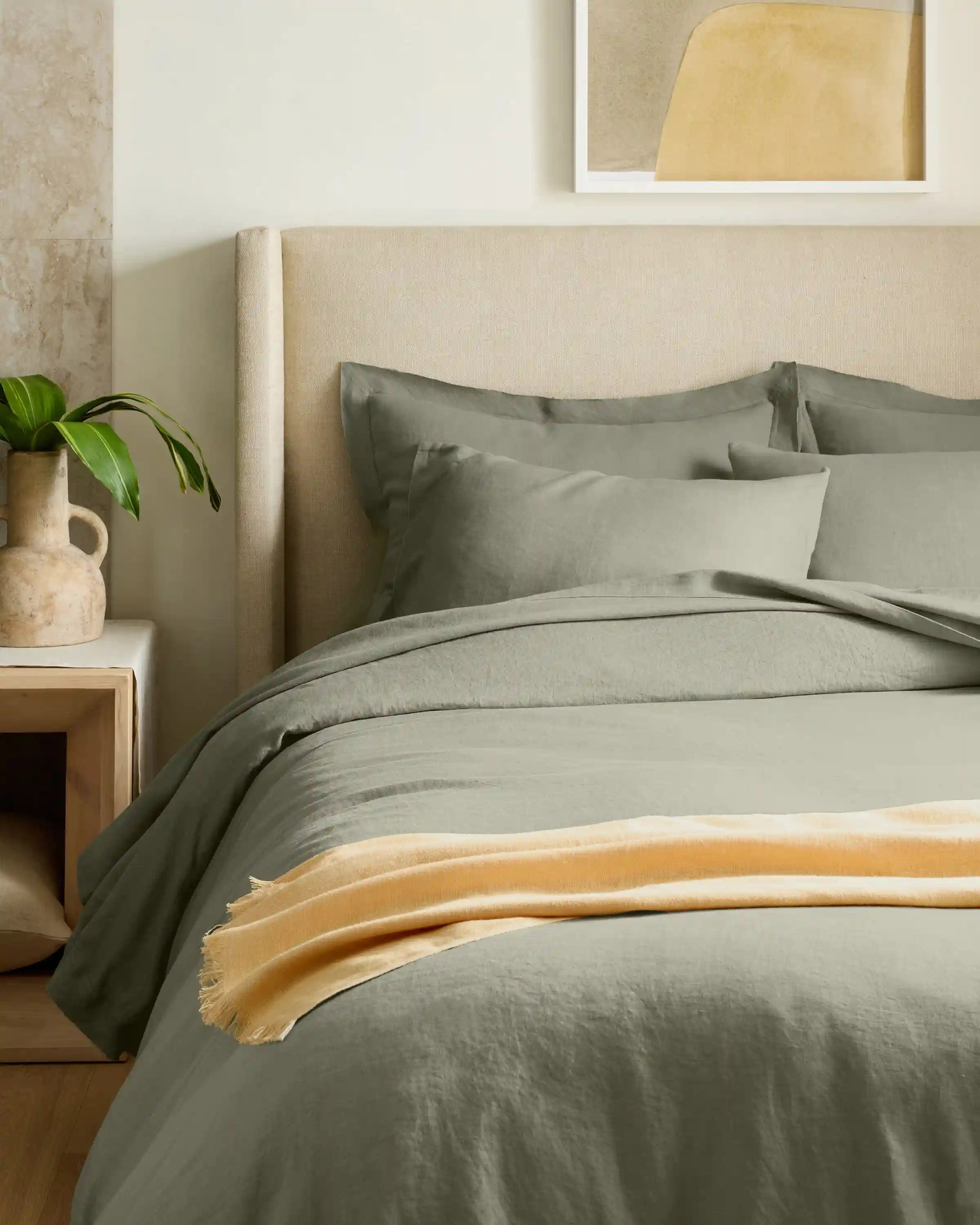 European Linen Double Flange Duvet Cover
