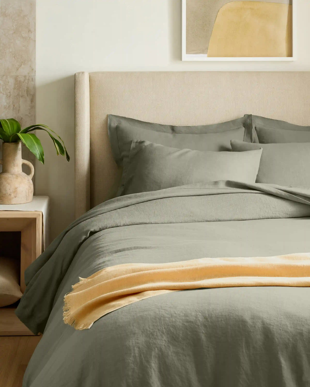 European Linen Double Flange Sham Set