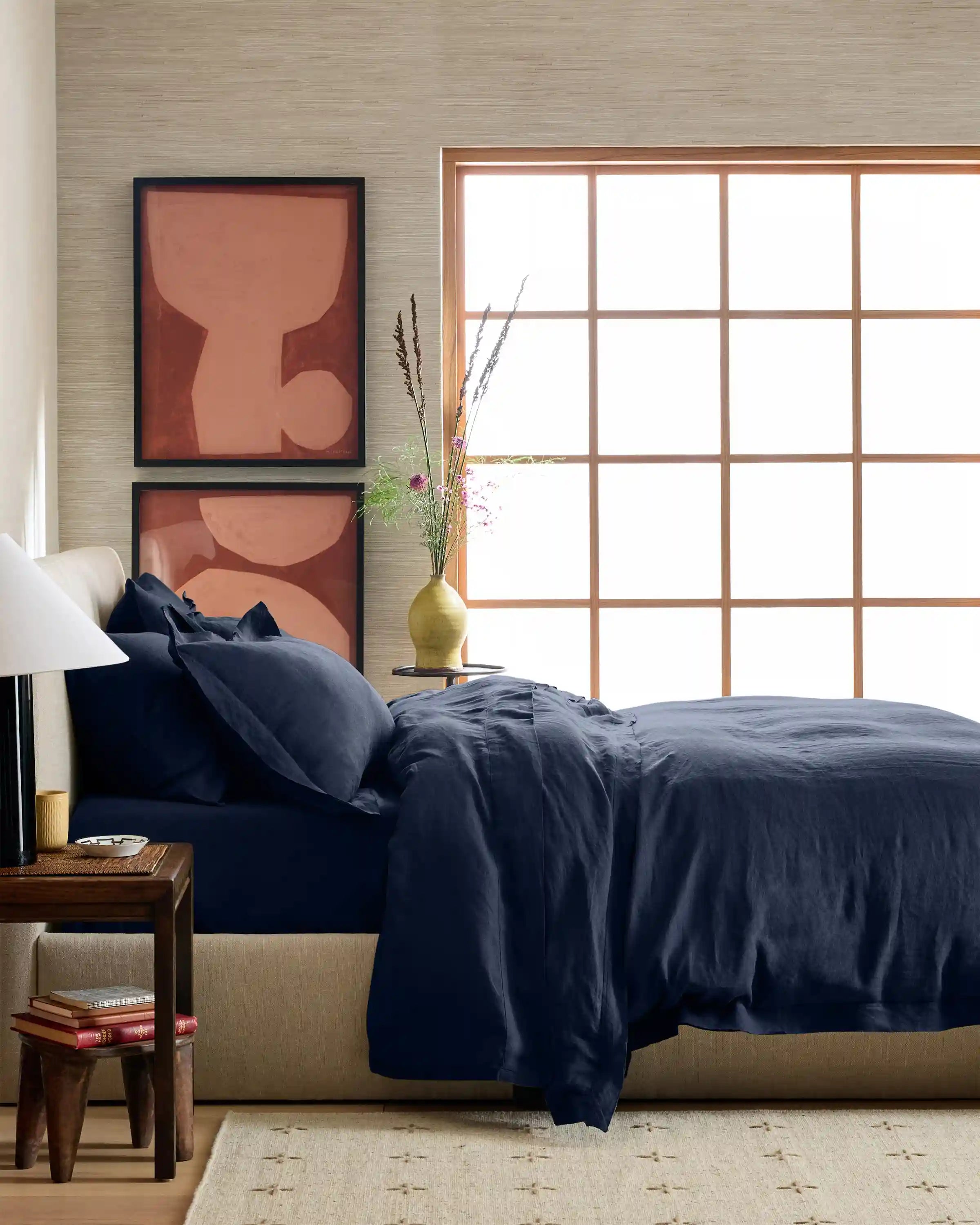European Linen Double Flange Duvet Cover Set