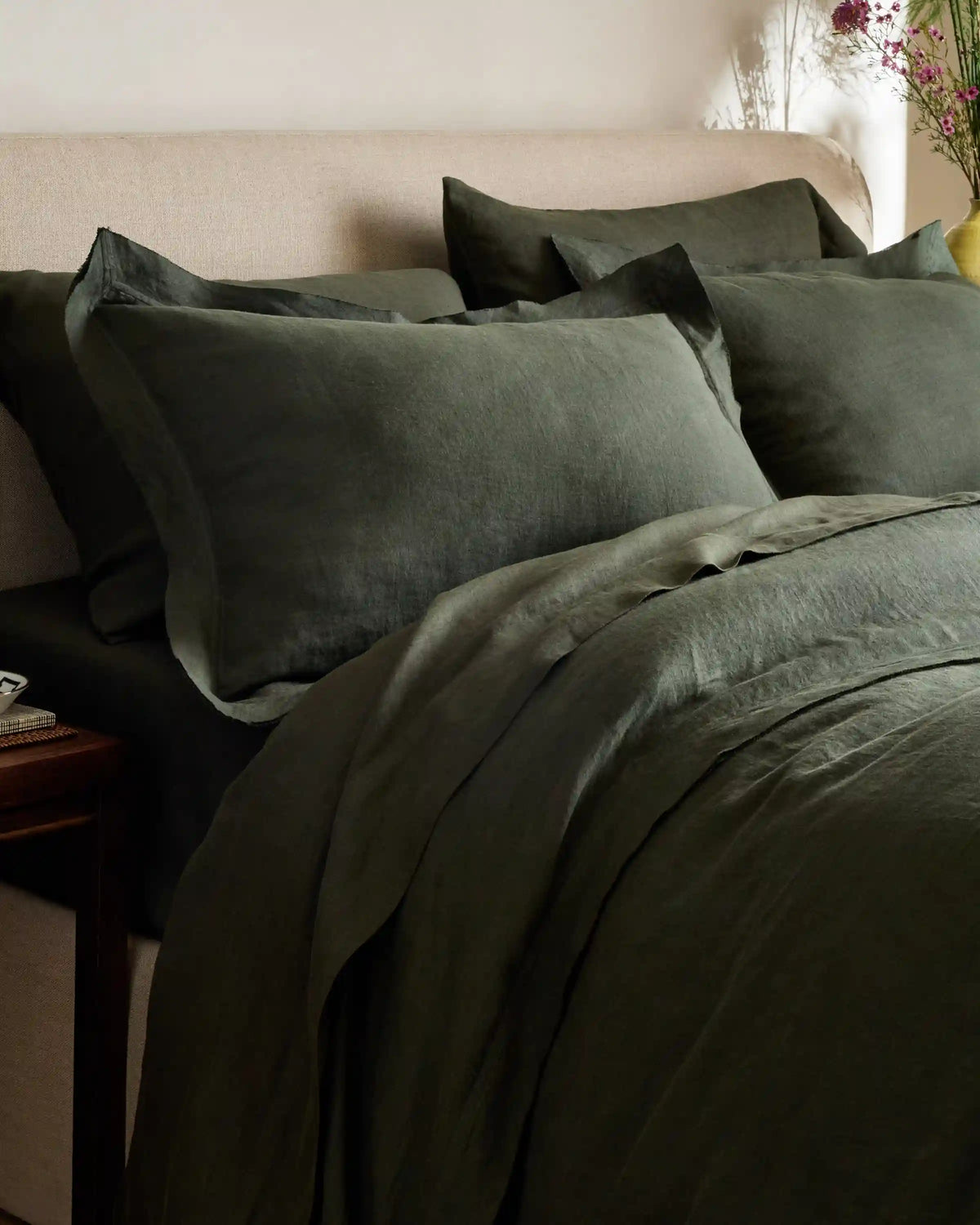 European Linen Double Flange Sham Set