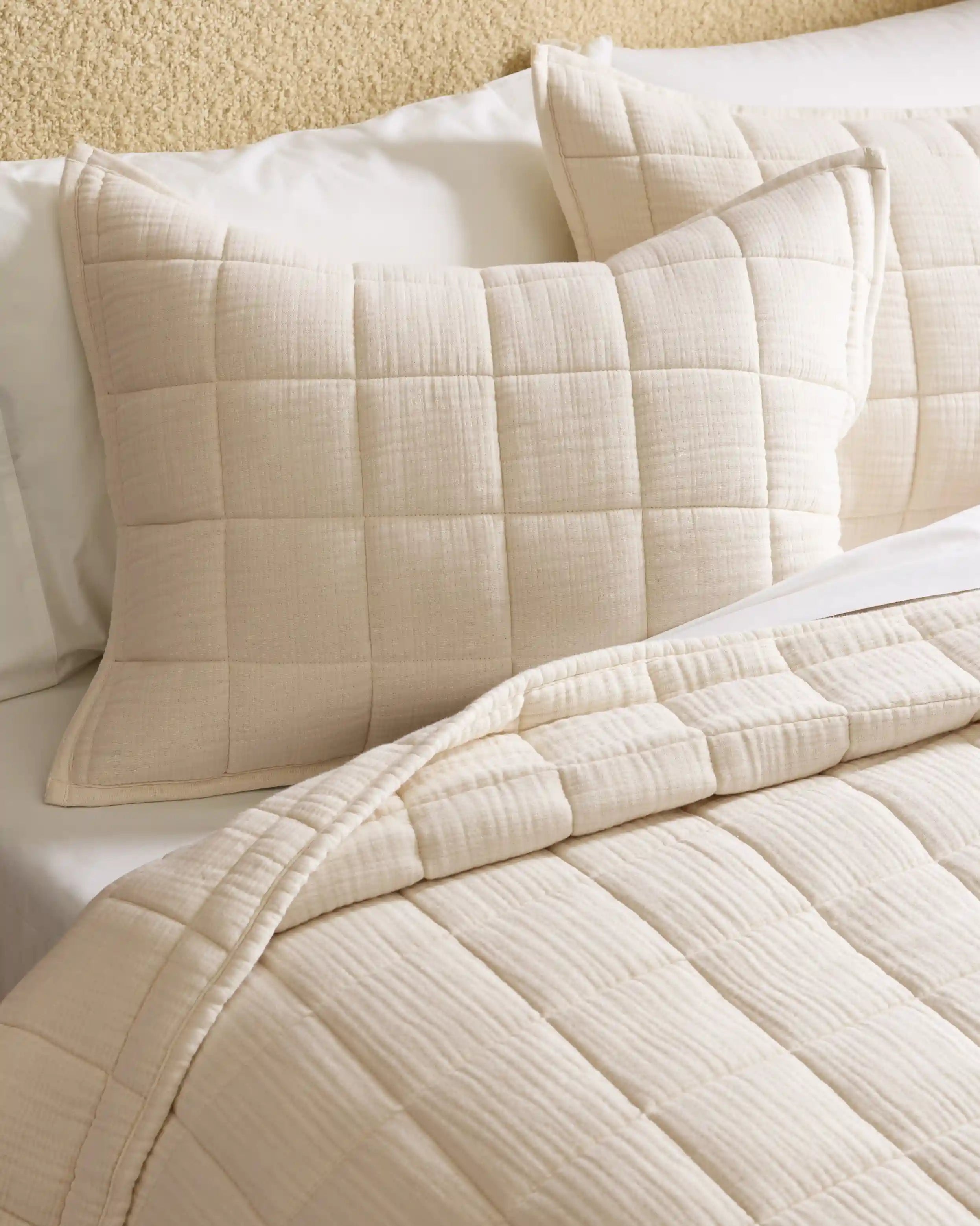 Organic Cotton Gauze Box Quilt Sham Set
