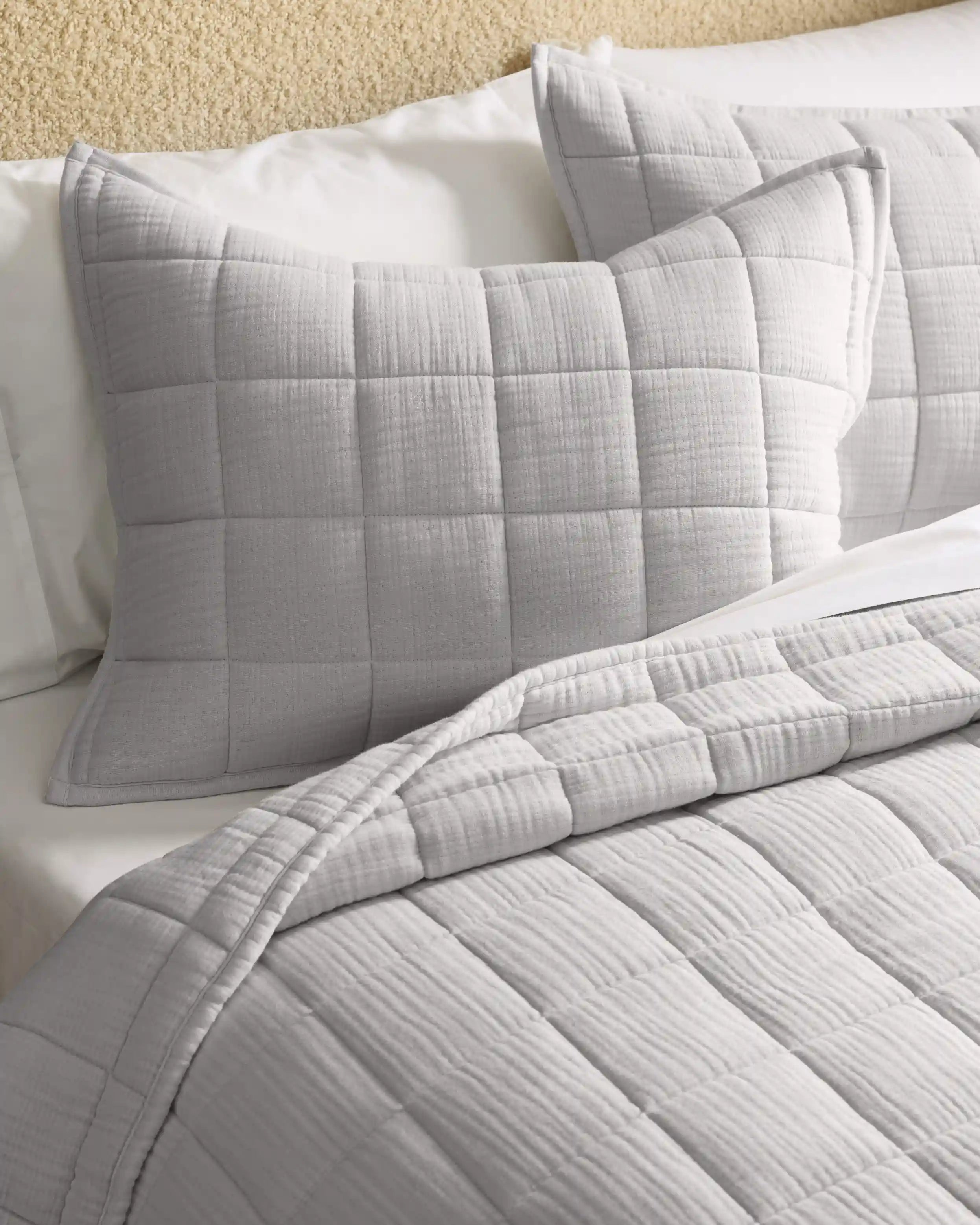 Organic Cotton Gauze Box Quilt Sham Set