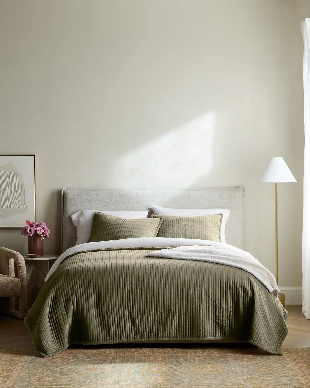 Cotton Velvet Vertical Channel Quilt