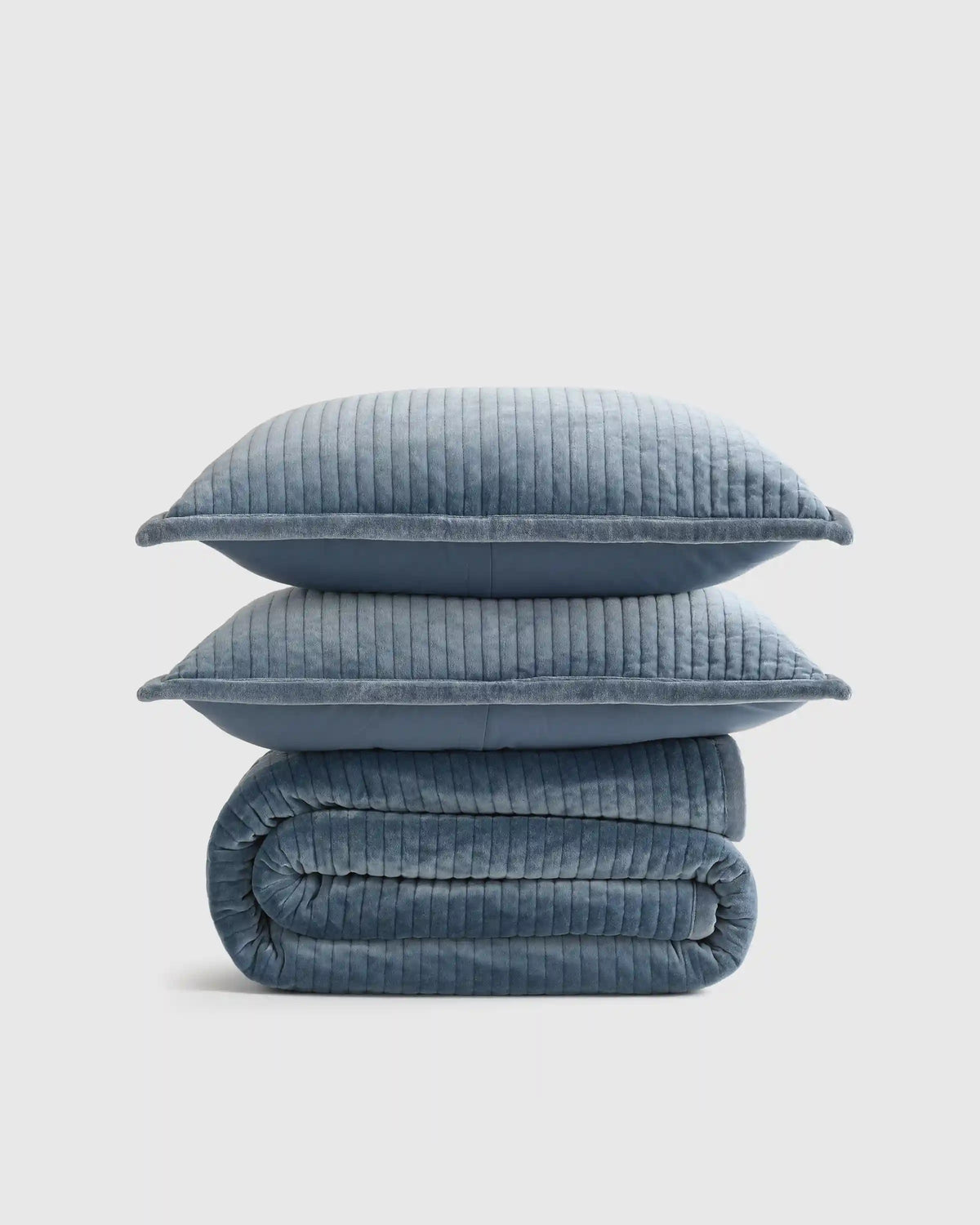 Cotton Velvet Vertical Channel Quilt Set