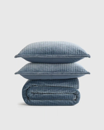 Cotton Velvet Vertical Channel Quilt Set