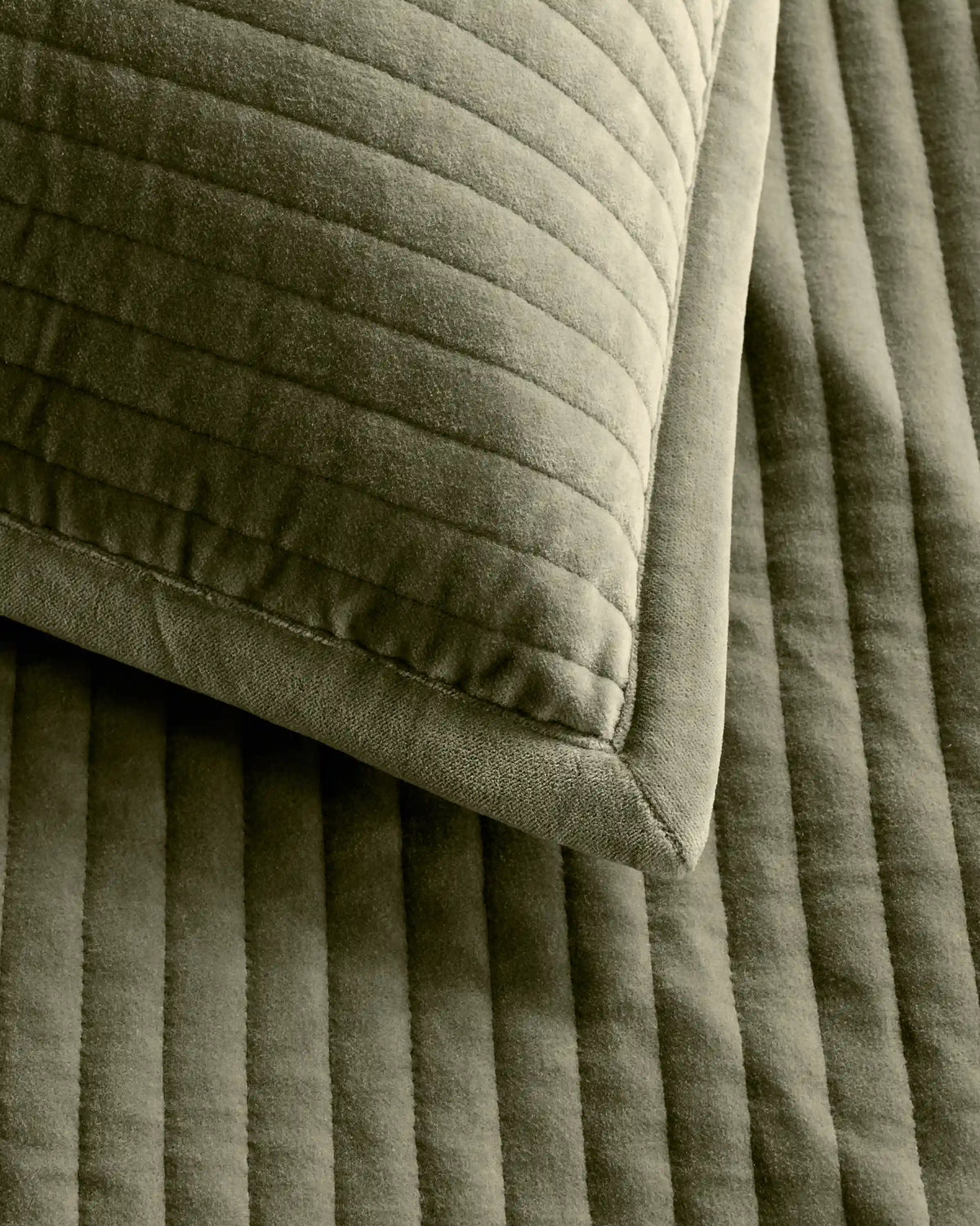 Cotton Velvet Narrow Channel Quilted Sham Set