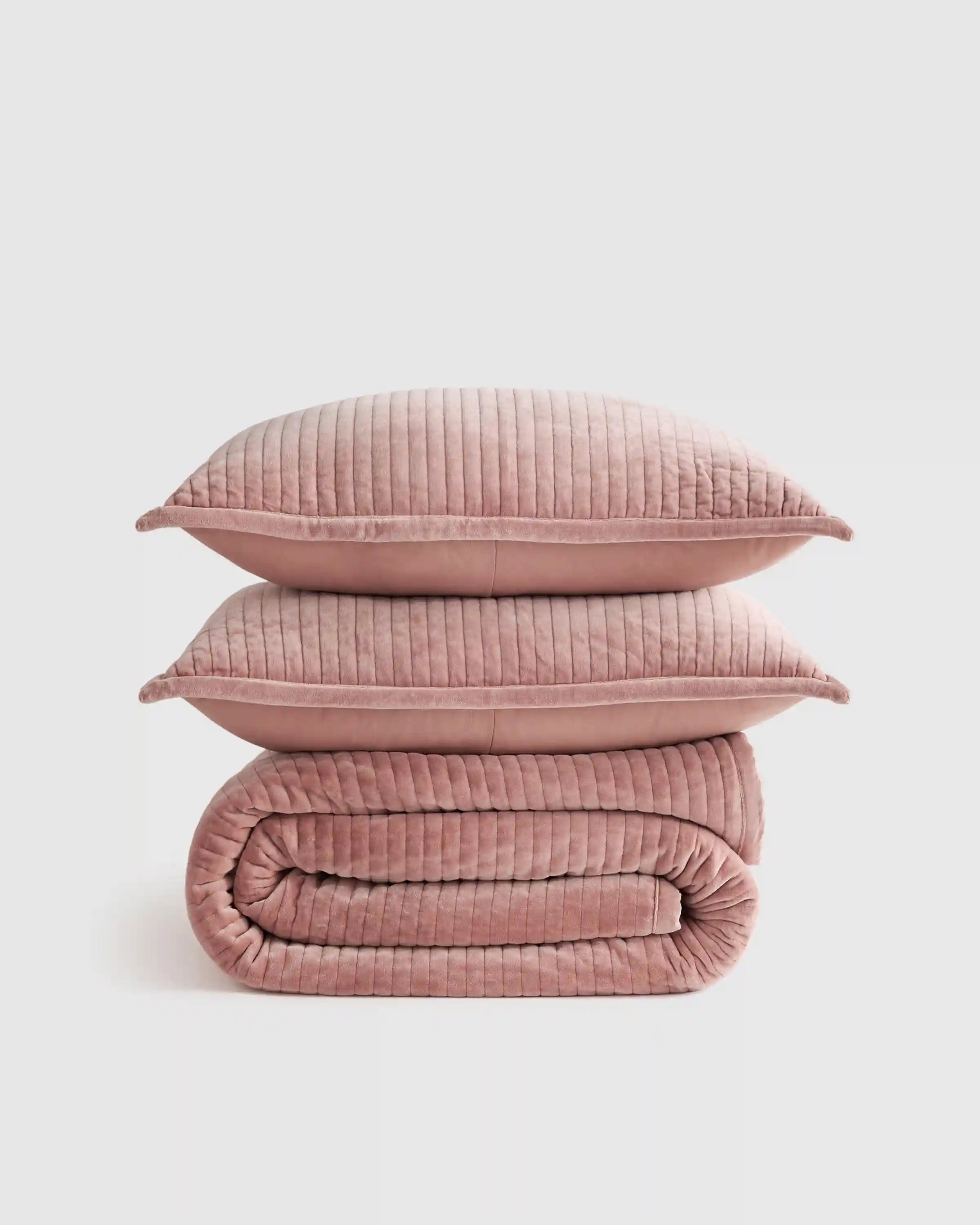 Cotton Velvet Vertical Channel Quilt Set