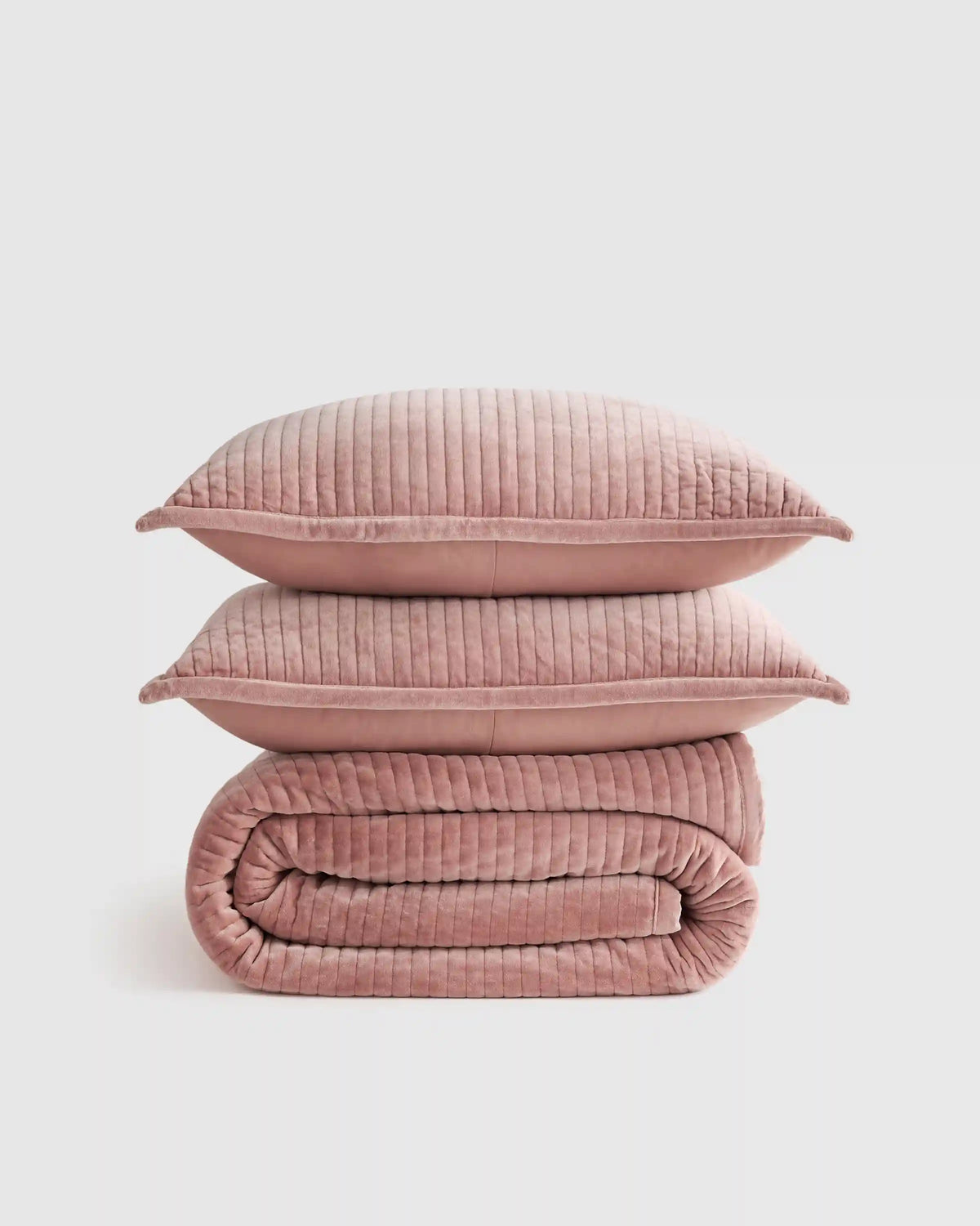 Cotton Velvet Vertical Channel Quilt Set