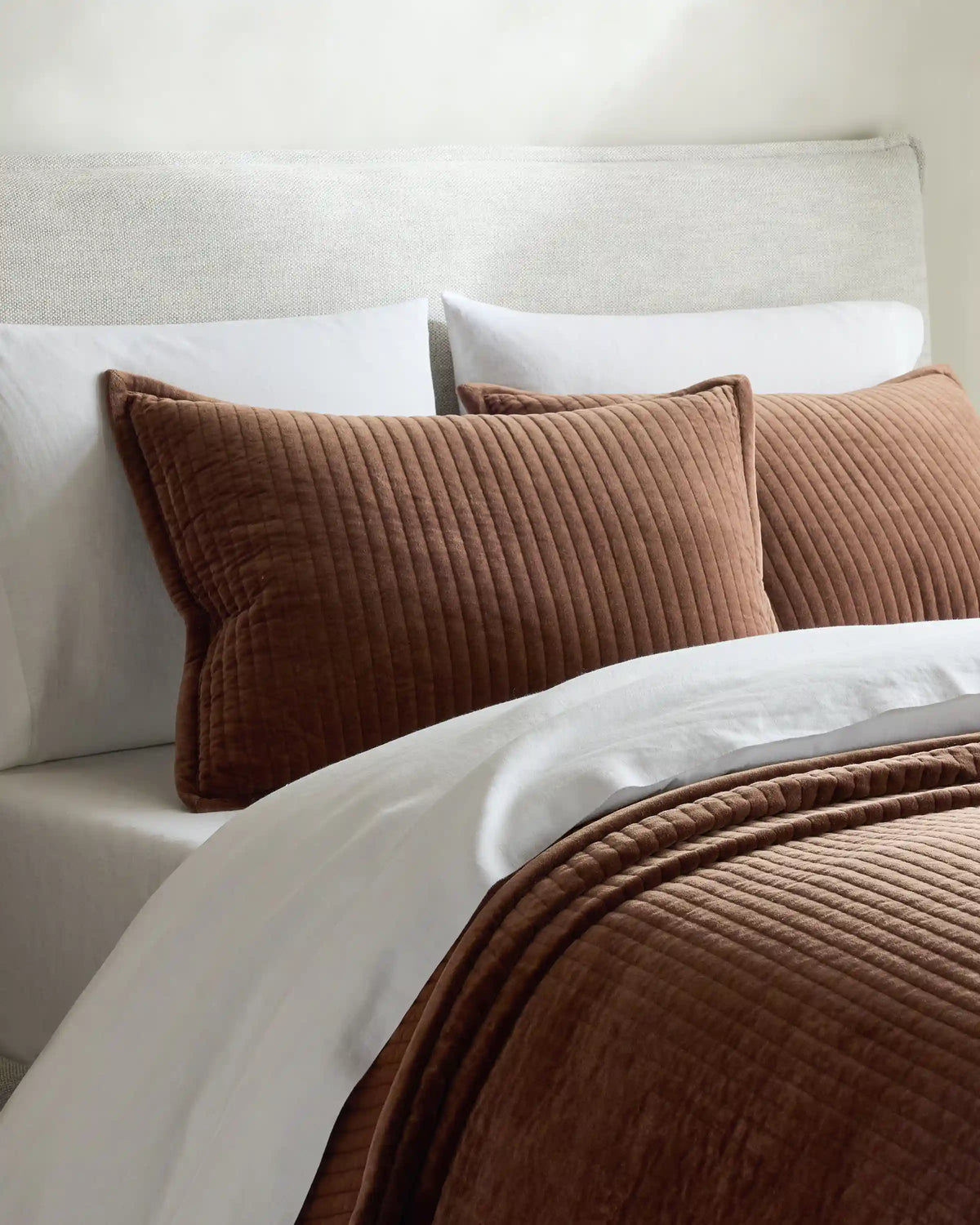 Cotton Velvet Narrow Channel Quilted Sham Set