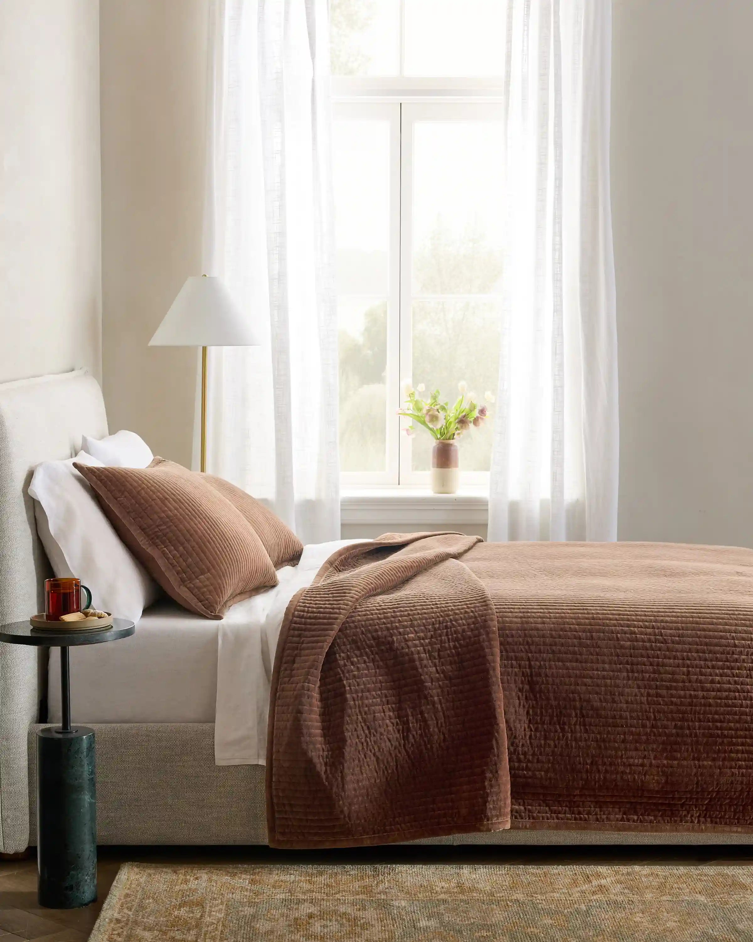 Cotton Velvet Vertical Channel Quilt Set