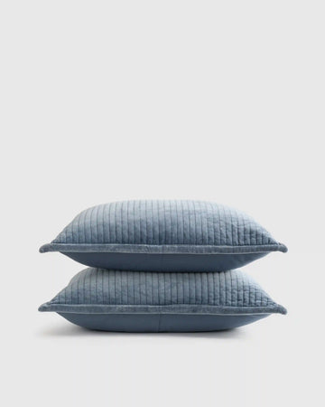 Cotton Velvet Narrow Channel Quilted Sham Set