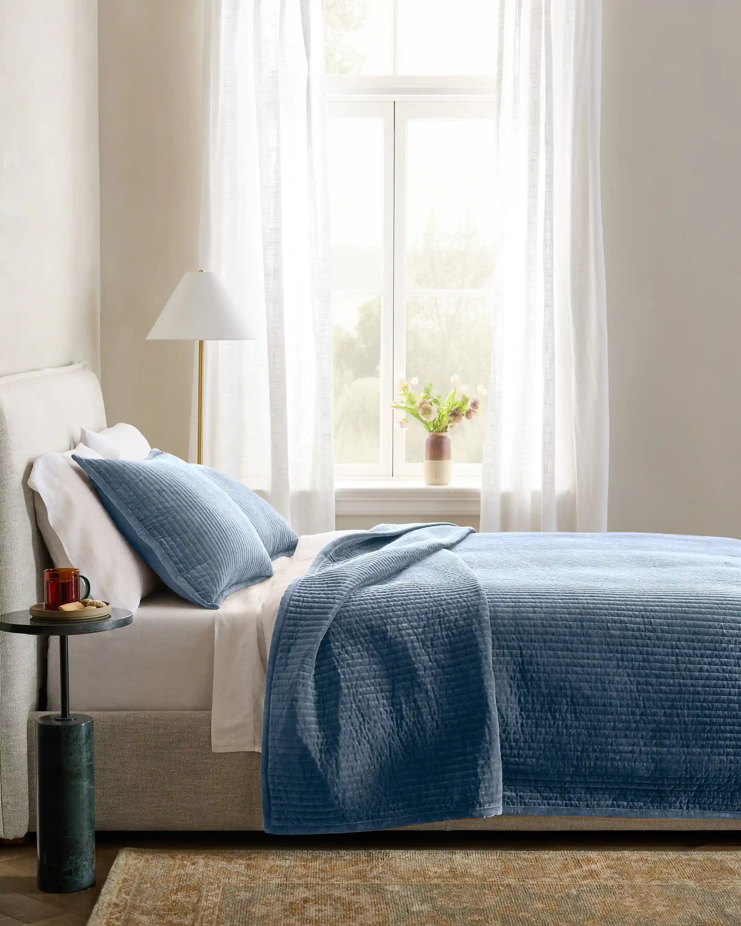Cotton Velvet Vertical Channel Quilt Set