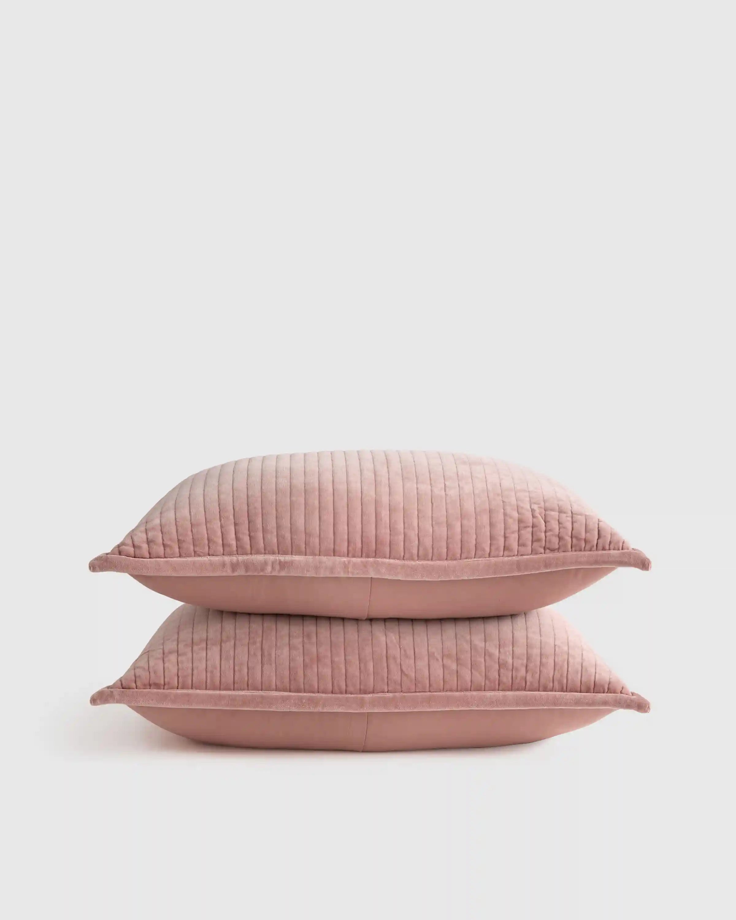 Cotton Velvet Narrow Channel Quilted Sham Set