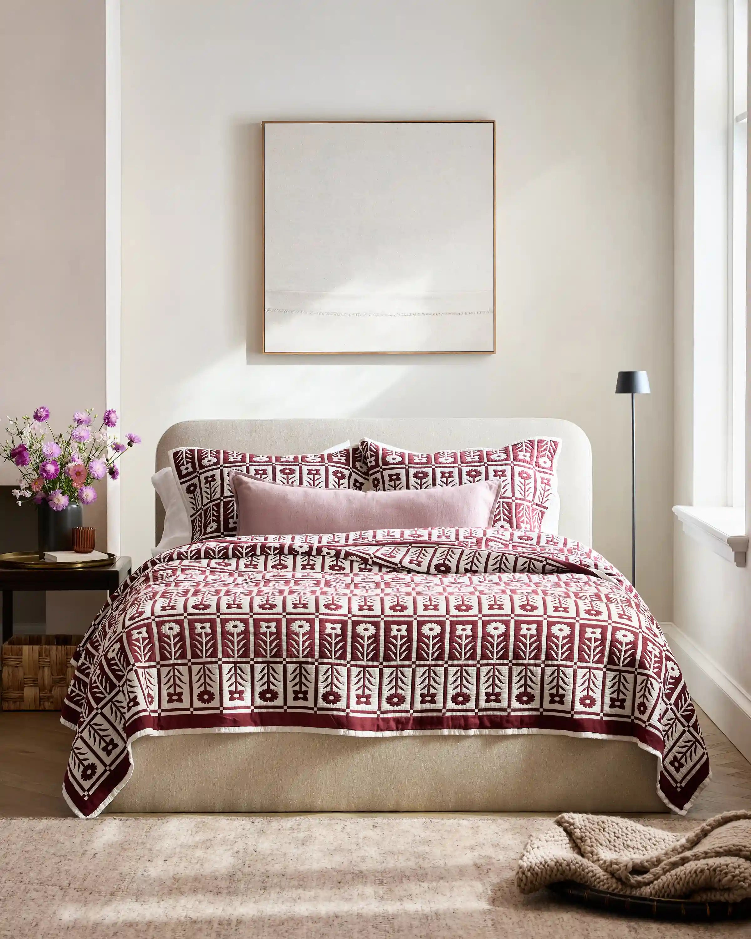 Organic Cotton Jacquard Floral Coverlet