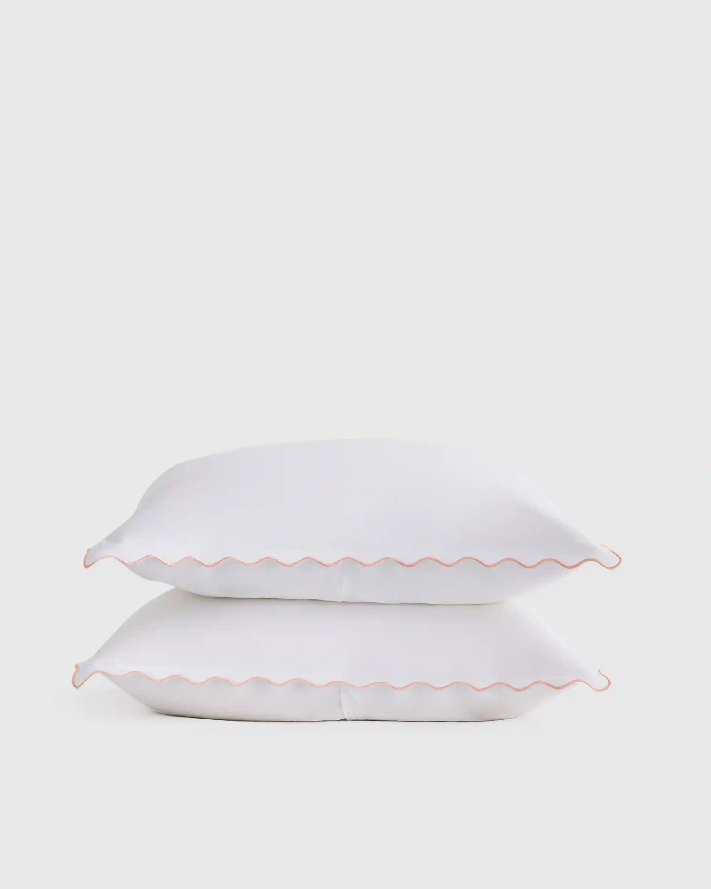 Organic Crisp Percale Scallop Sham Set