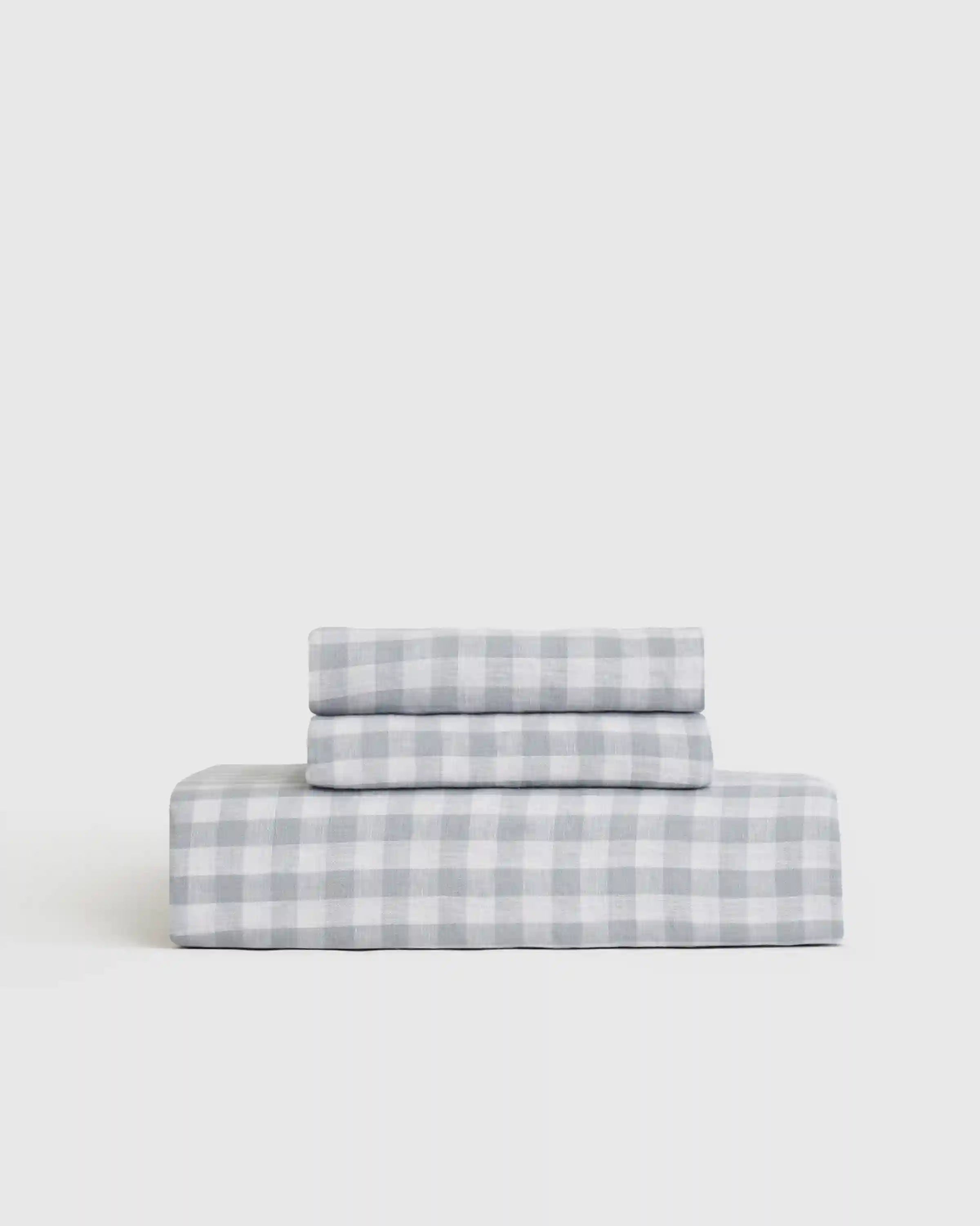 European Linen Gingham Fitted Sheet Set