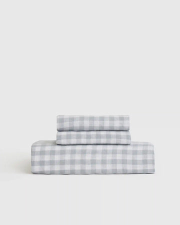 European Linen Gingham Fitted Sheet Set