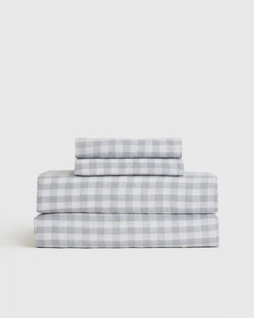 European Linen Gingham Sheet Set
