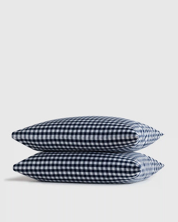 Organic Crisp Percale Gingham Pillowcase Set