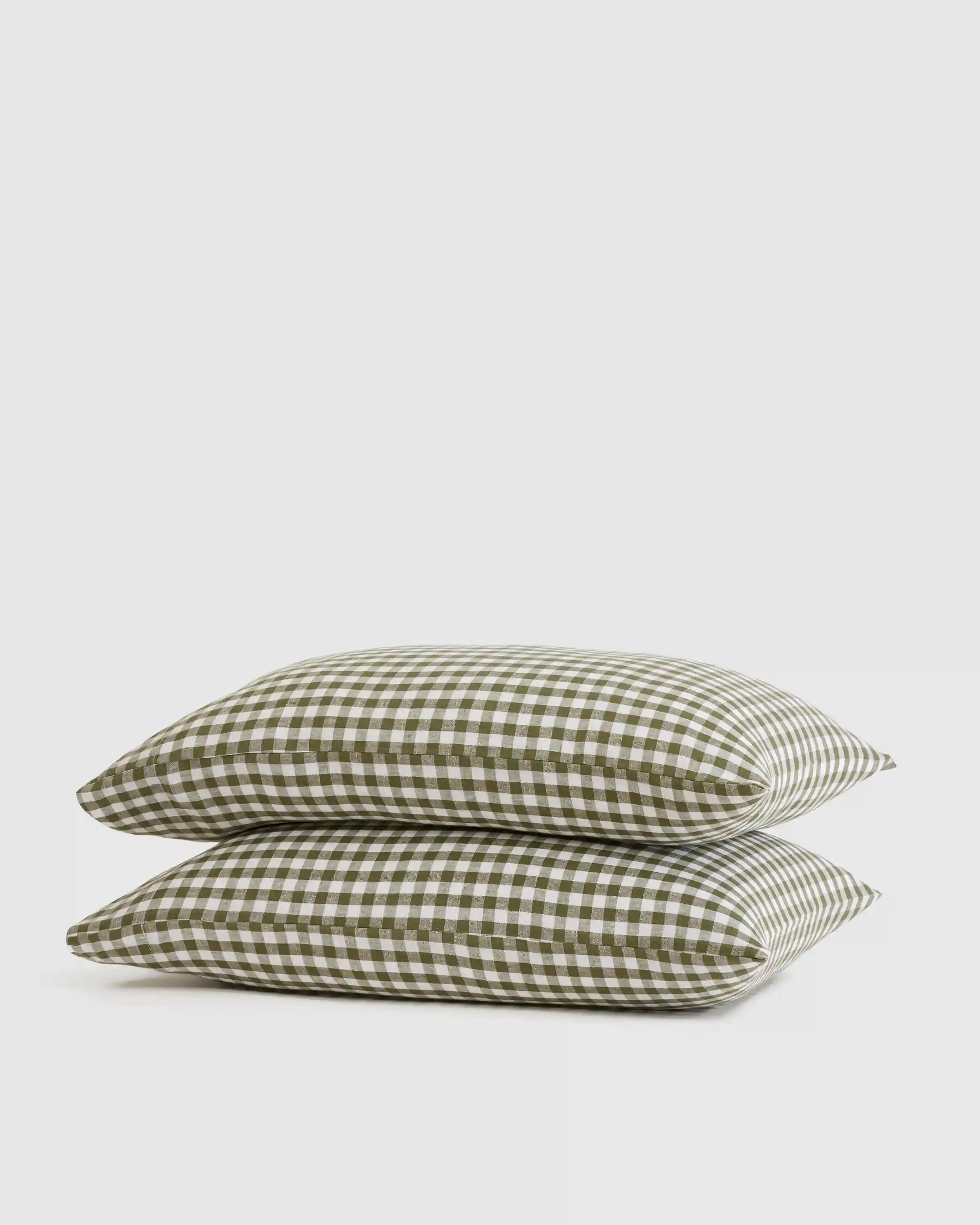 European Linen Gingham Pillowcase Set