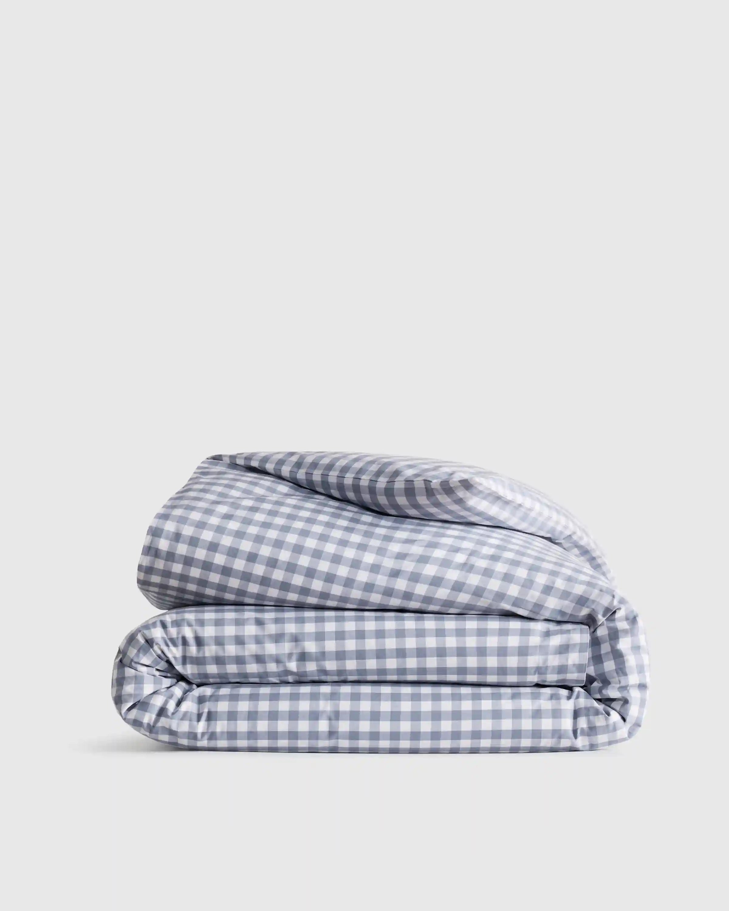 Organic Crisp Percale Gingham Duvet Cover