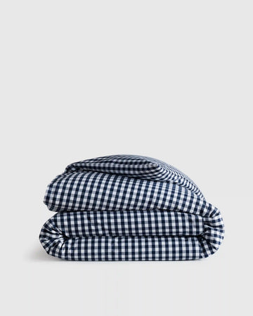 Organic Crisp Percale Gingham Duvet Cover