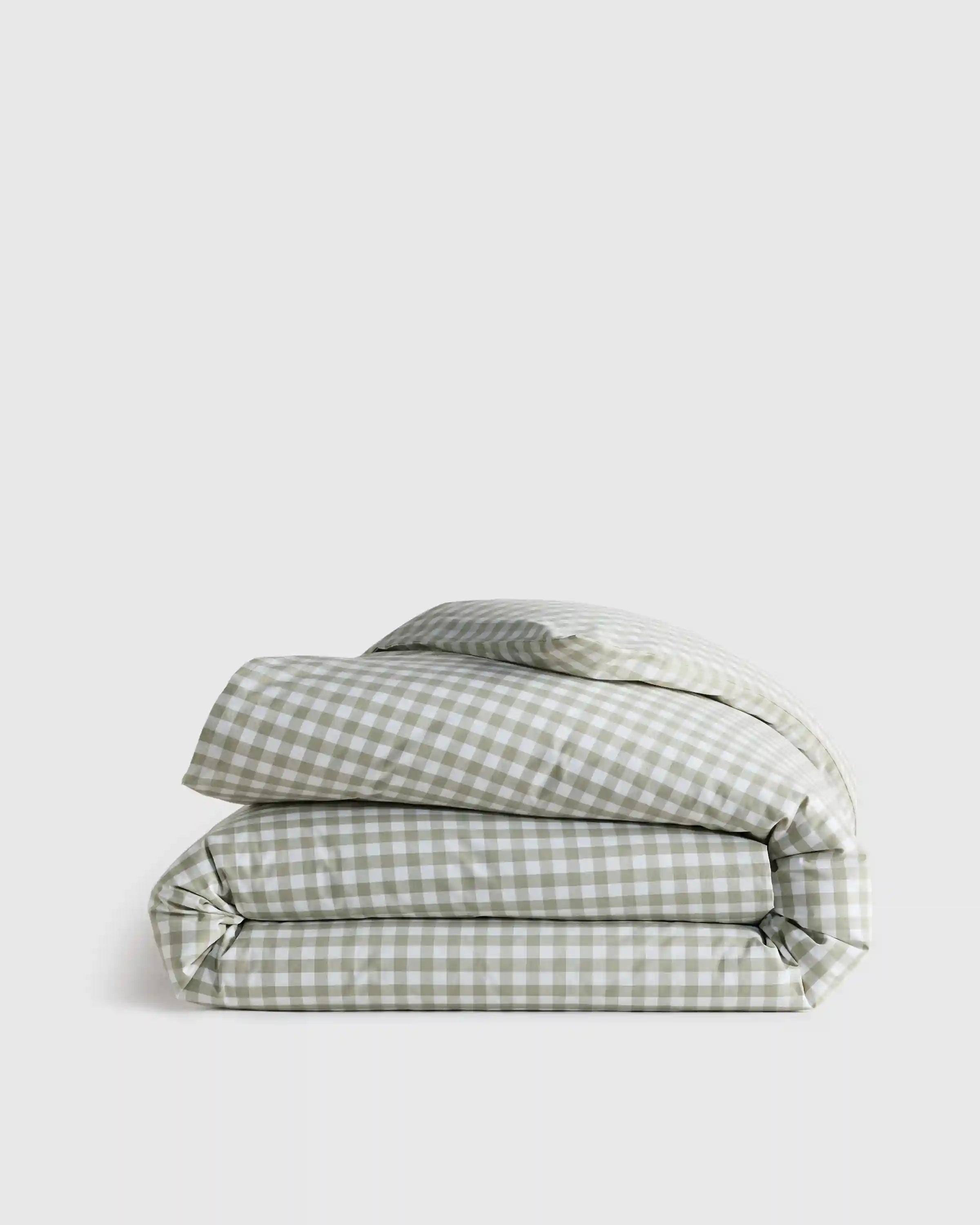 Organic Crisp Percale Gingham Duvet Cover