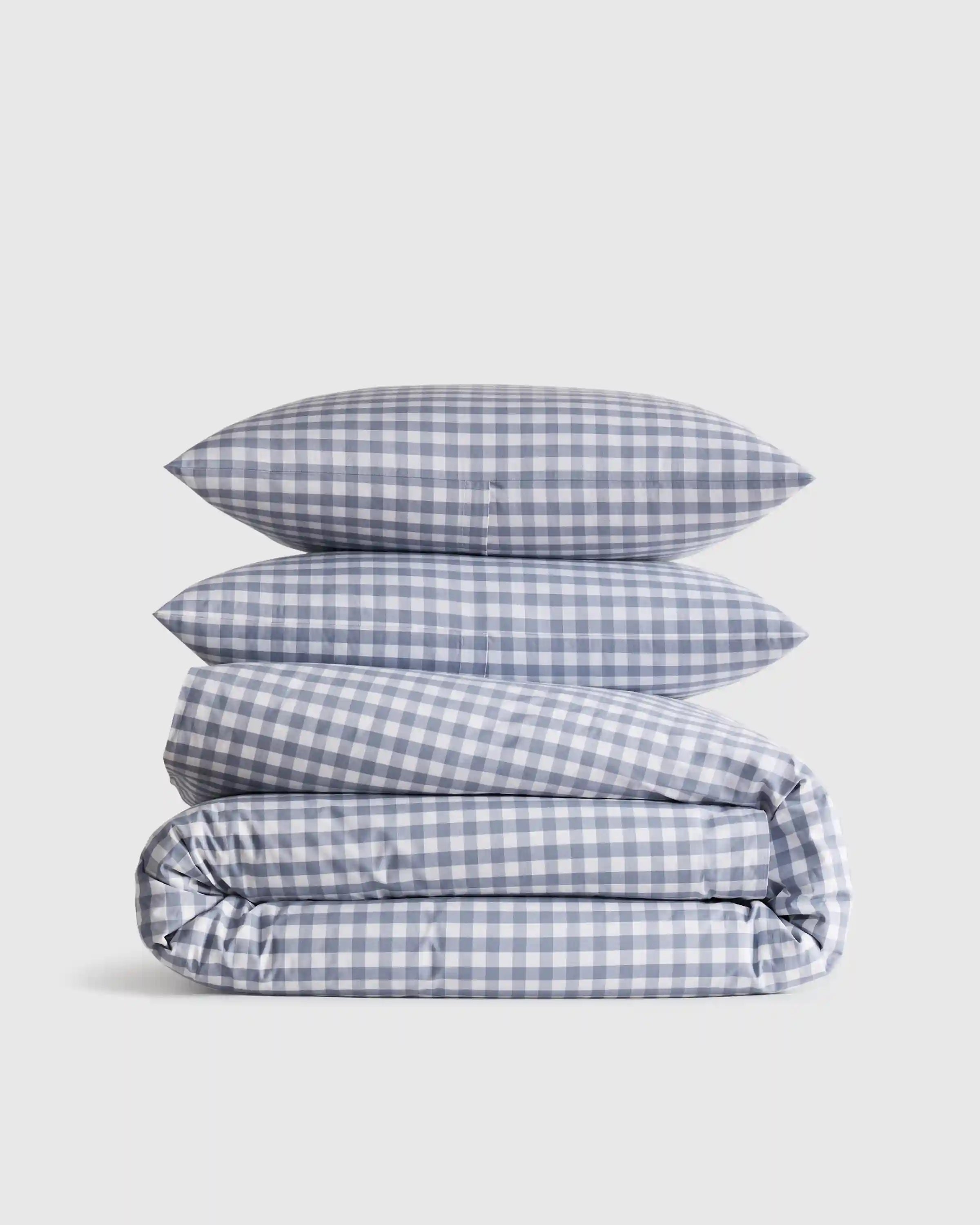 Organic Crisp Percale Gingham Duvet Cover Set