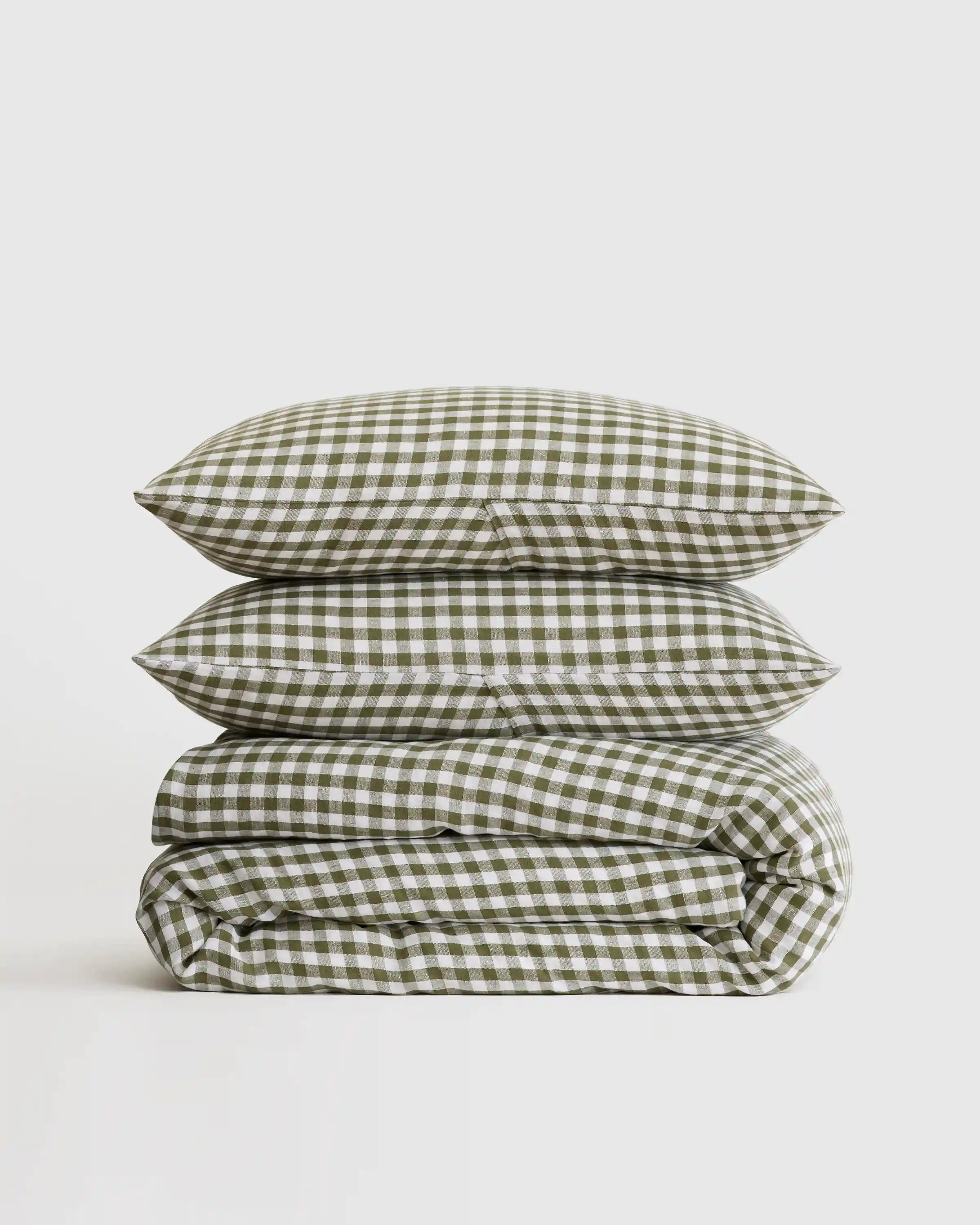 European Linen Gingham Duvet Cover Set