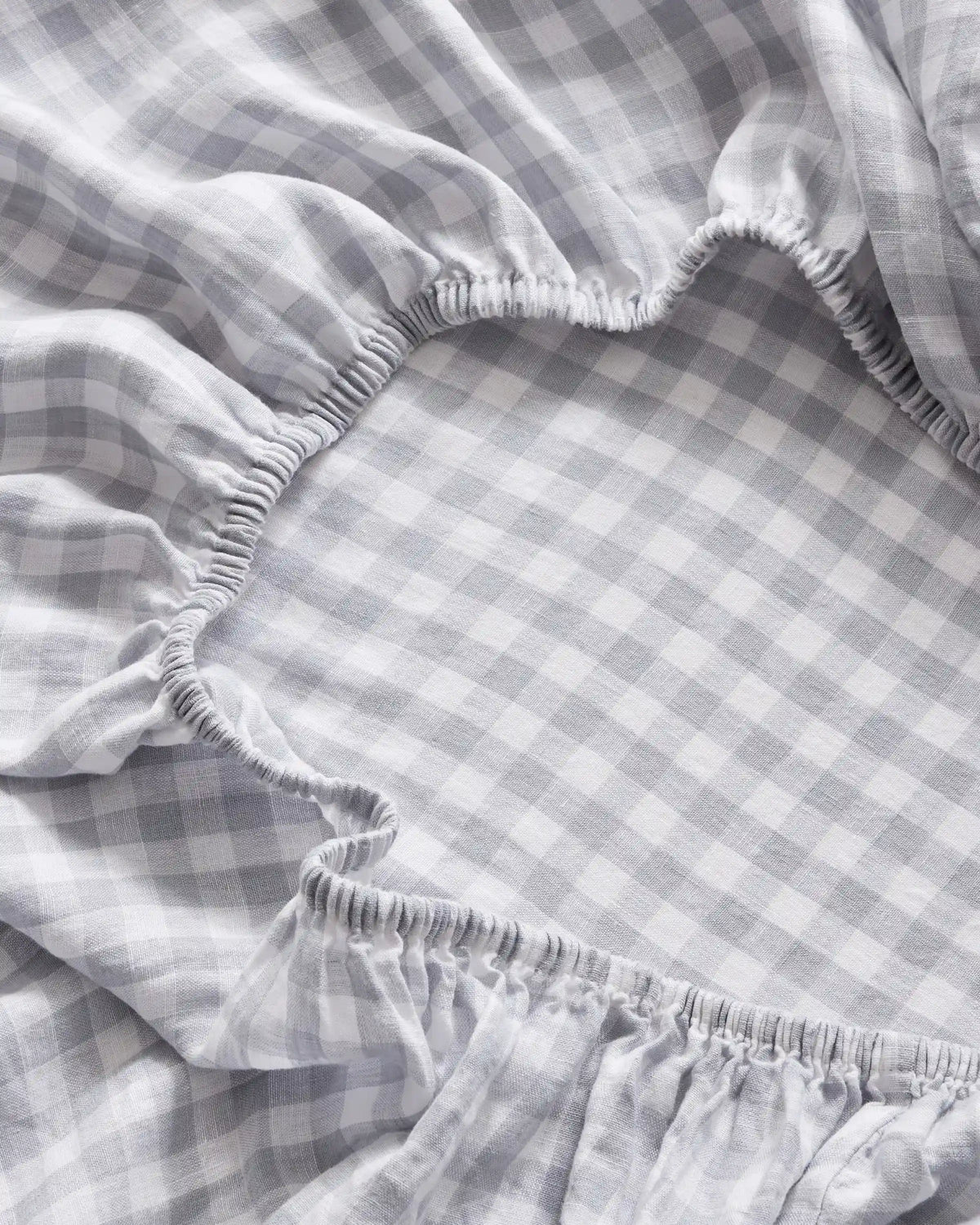 European Linen Gingham Fitted Sheet Set