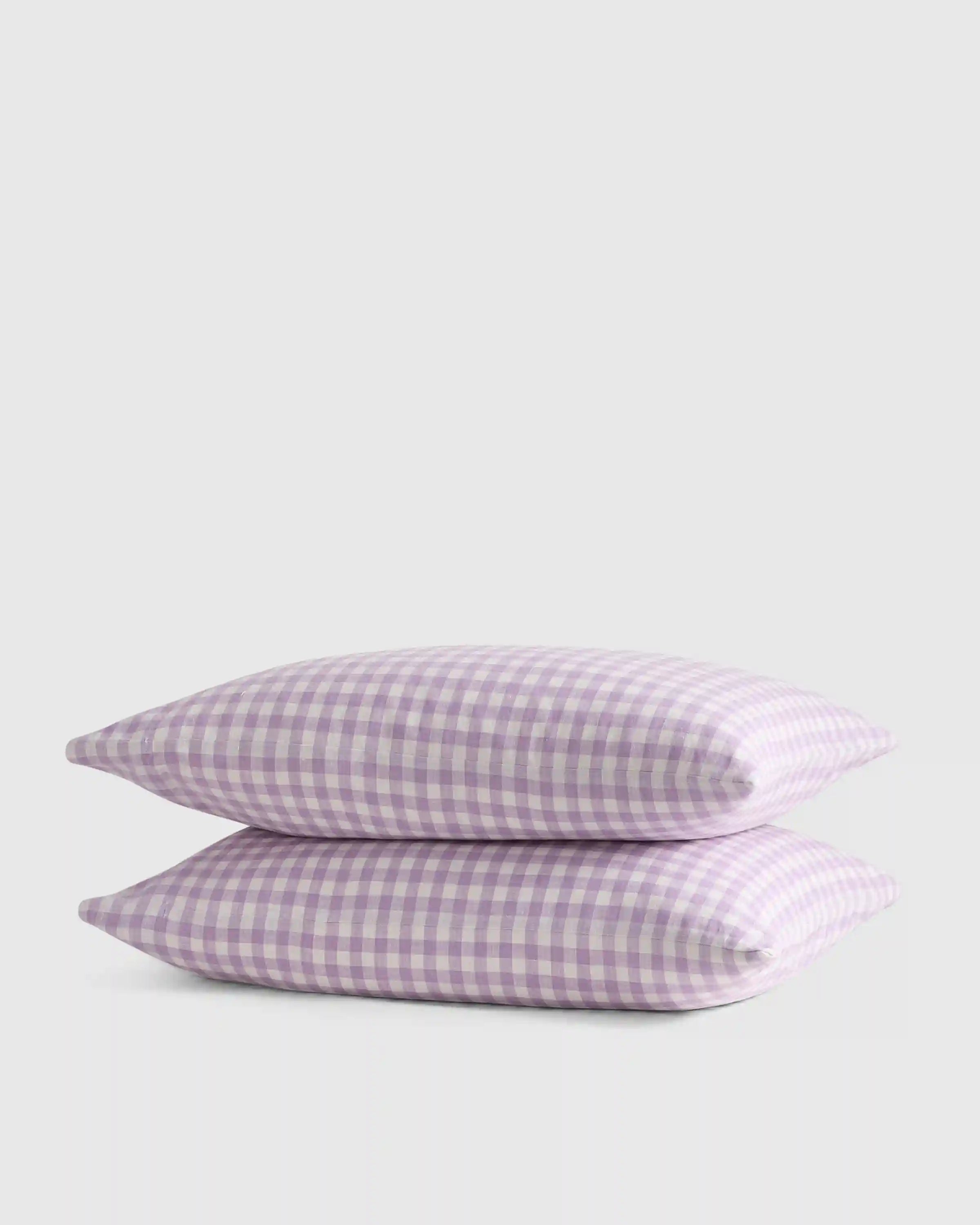 European Linen Gingham Pillowcase Set