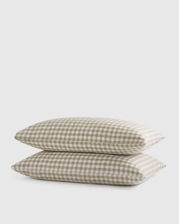 European Linen Gingham Pillowcase Set
