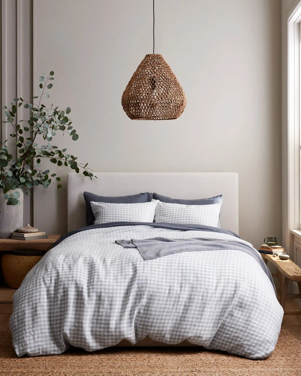 European Linen Gingham Deluxe Bedding Bundle