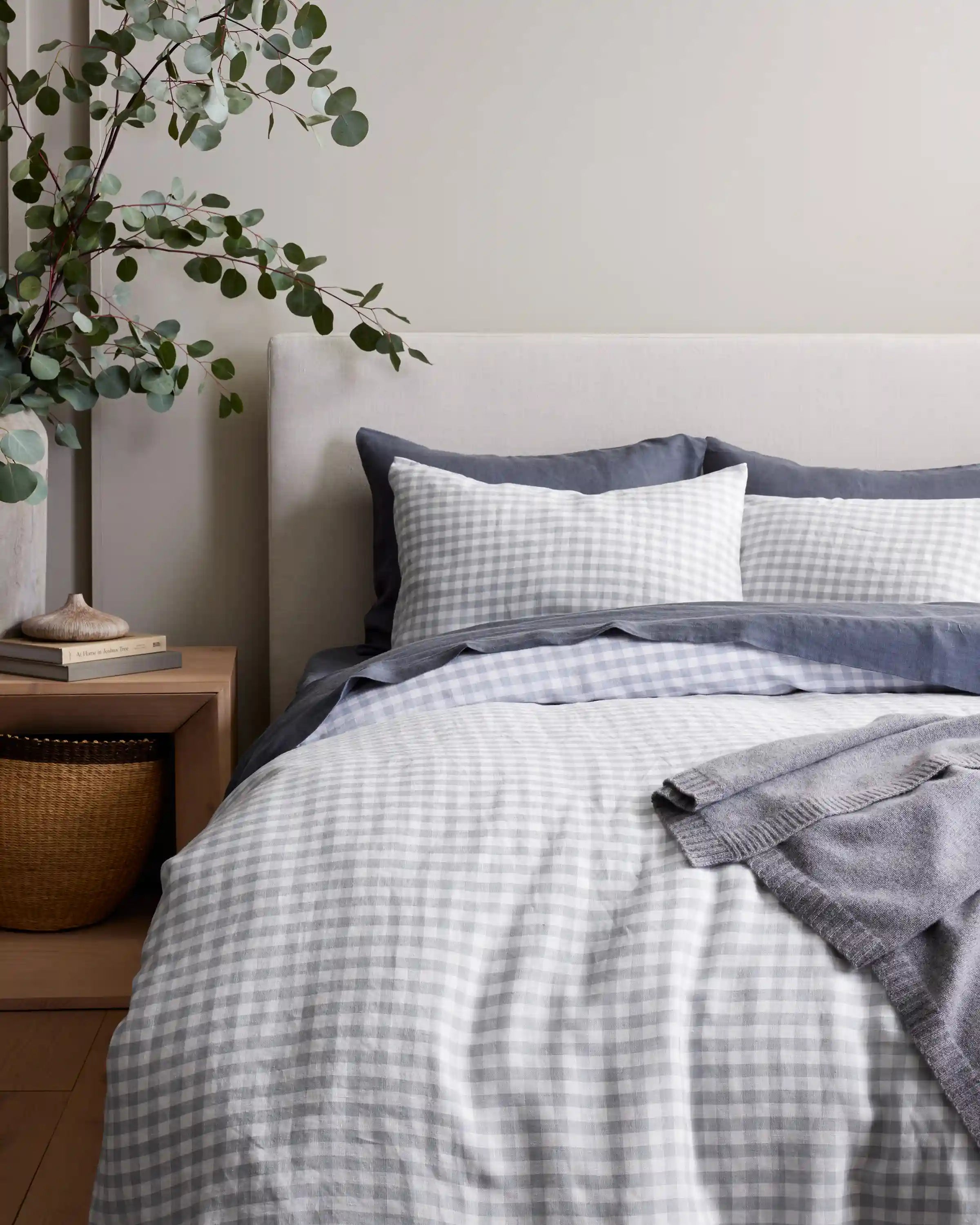 European Linen Gingham Sham Set