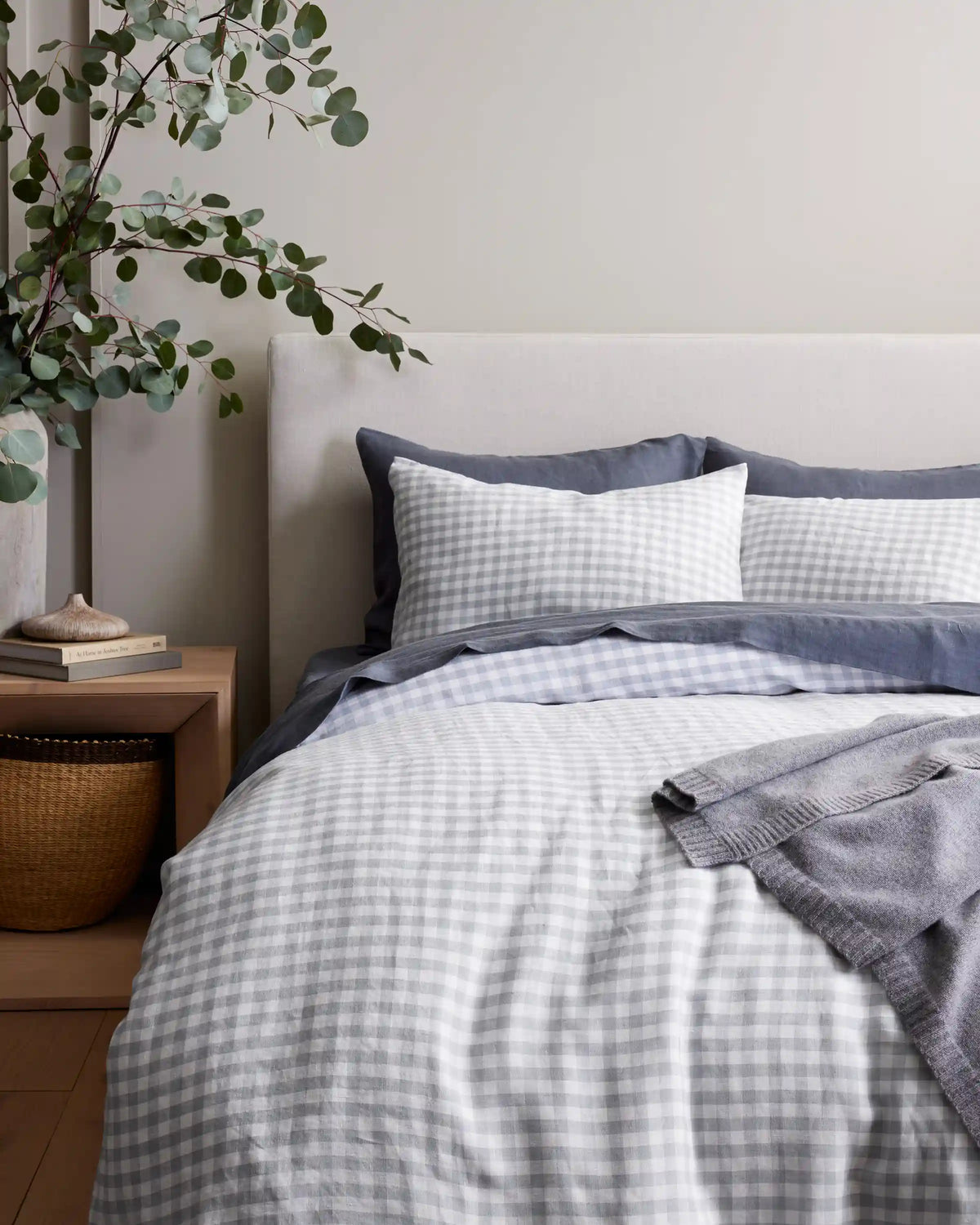 European Linen Gingham Duvet Cover Set
