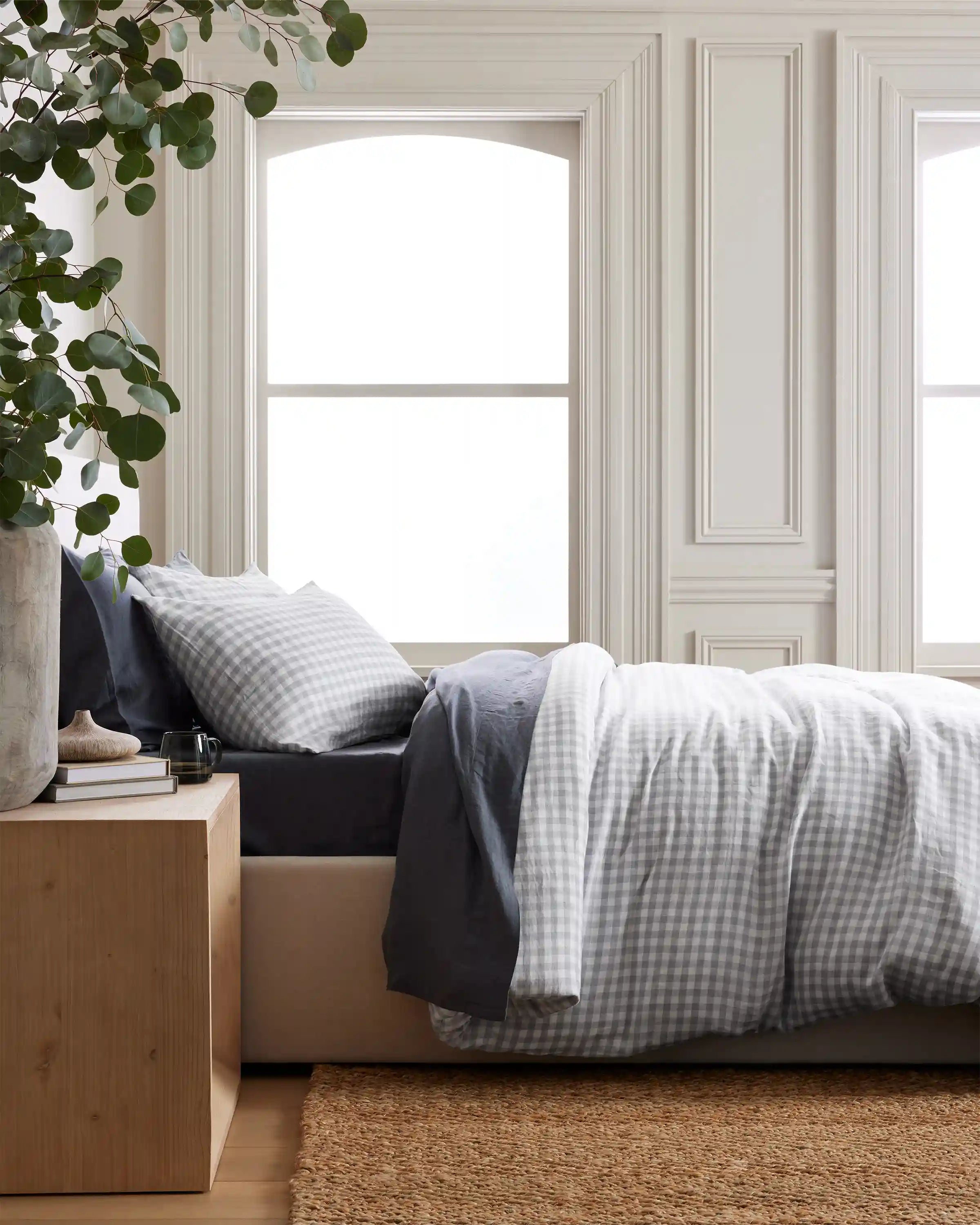 European Linen Gingham Sham Set