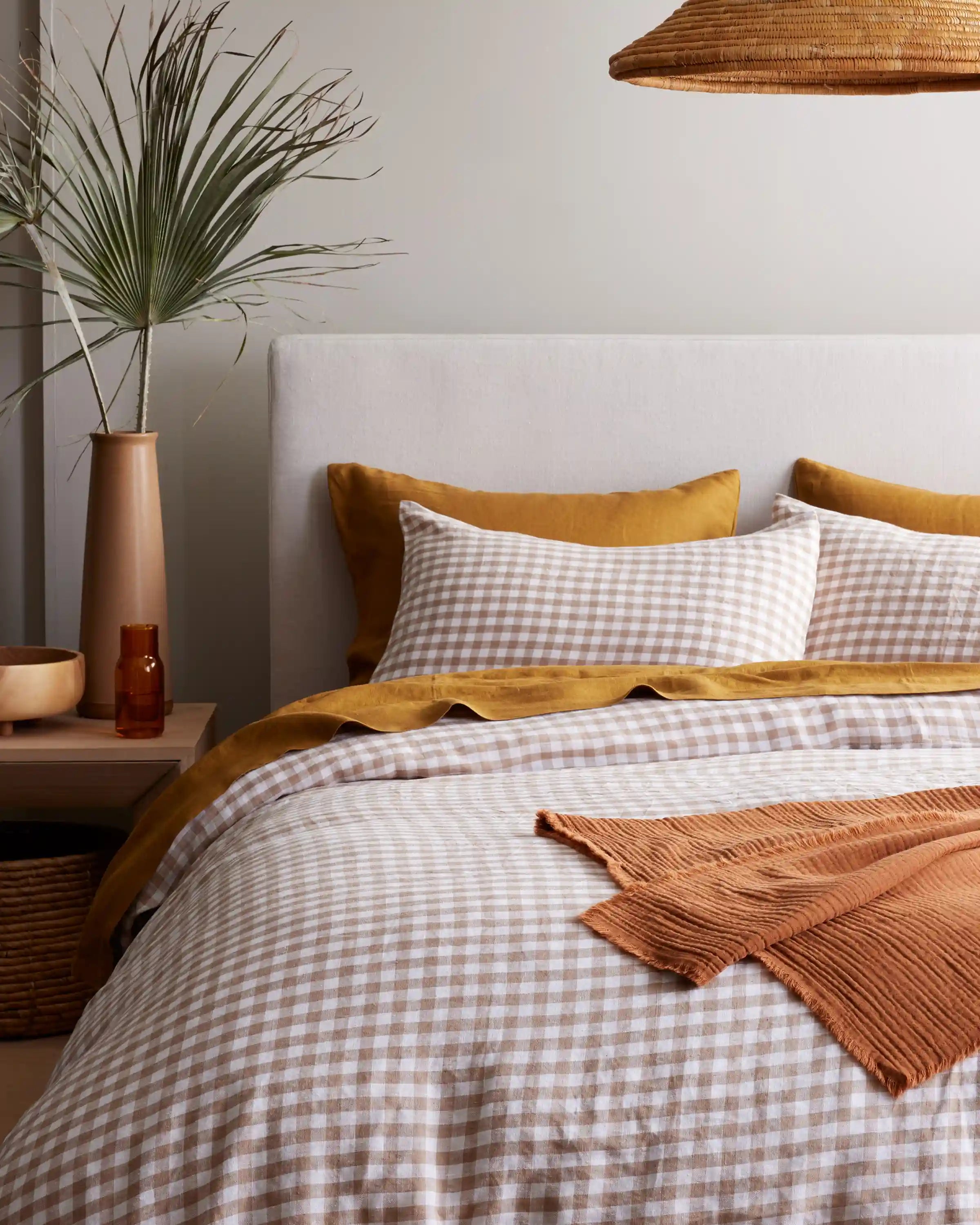 European Linen Gingham Deluxe Bedding Bundle
