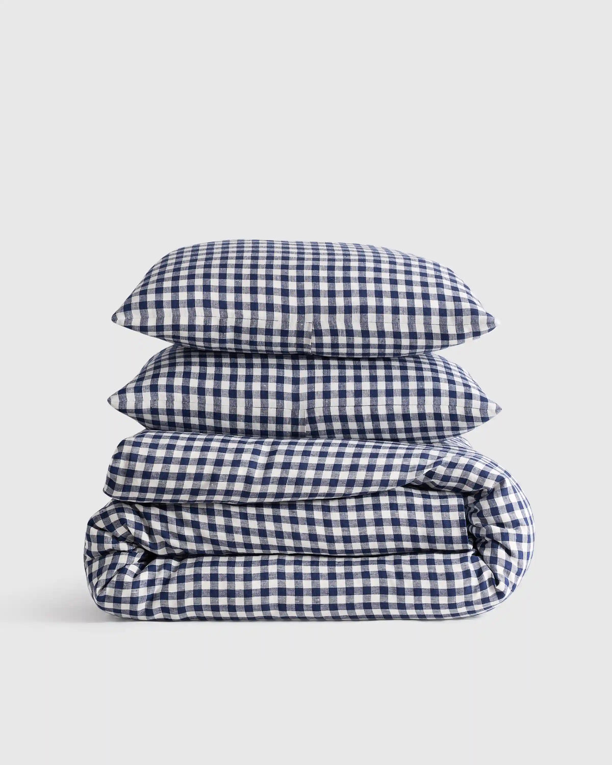 European Linen Gingham Duvet Cover Set