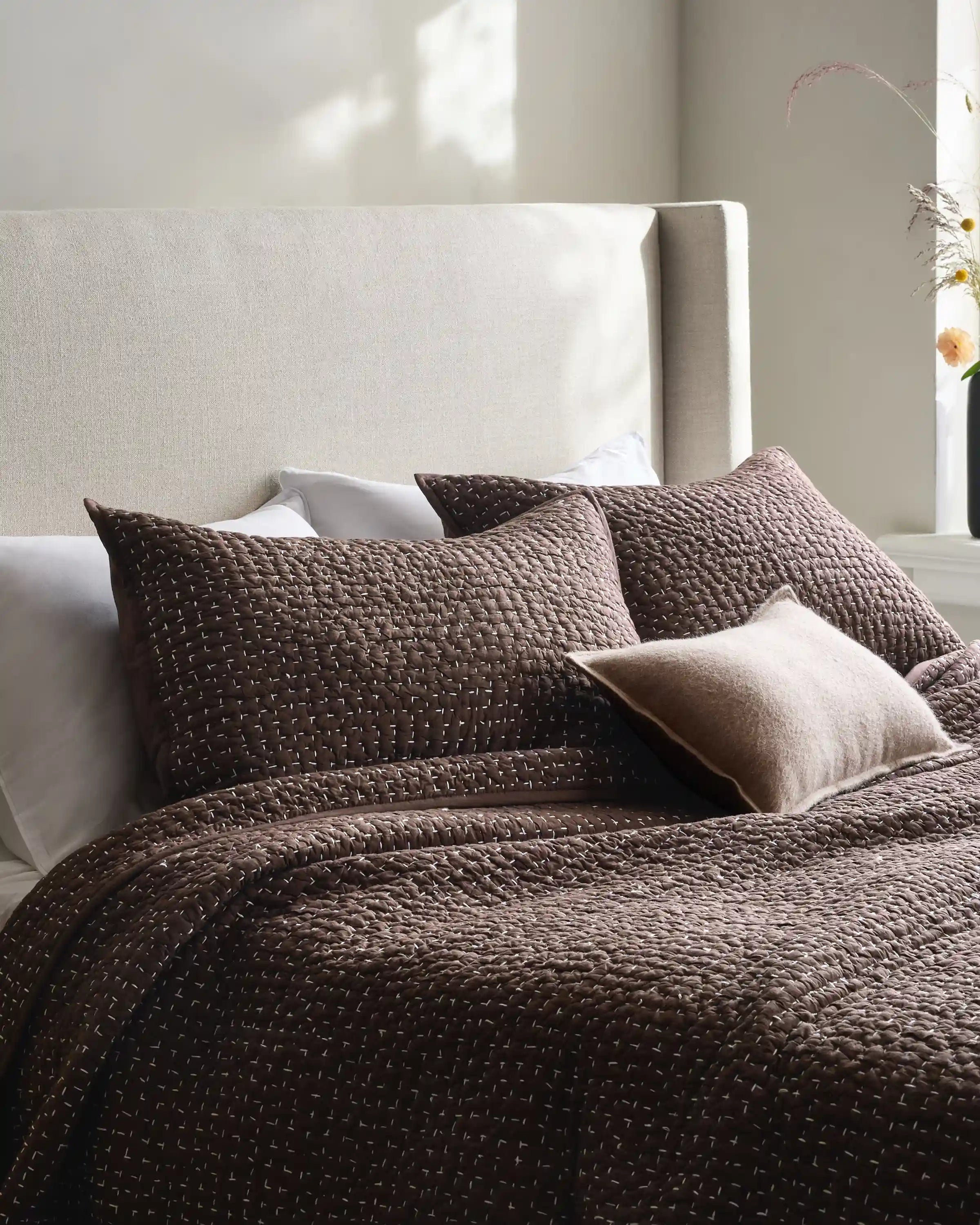 Organic Cotton Hand Stitched Quilted Sham Set