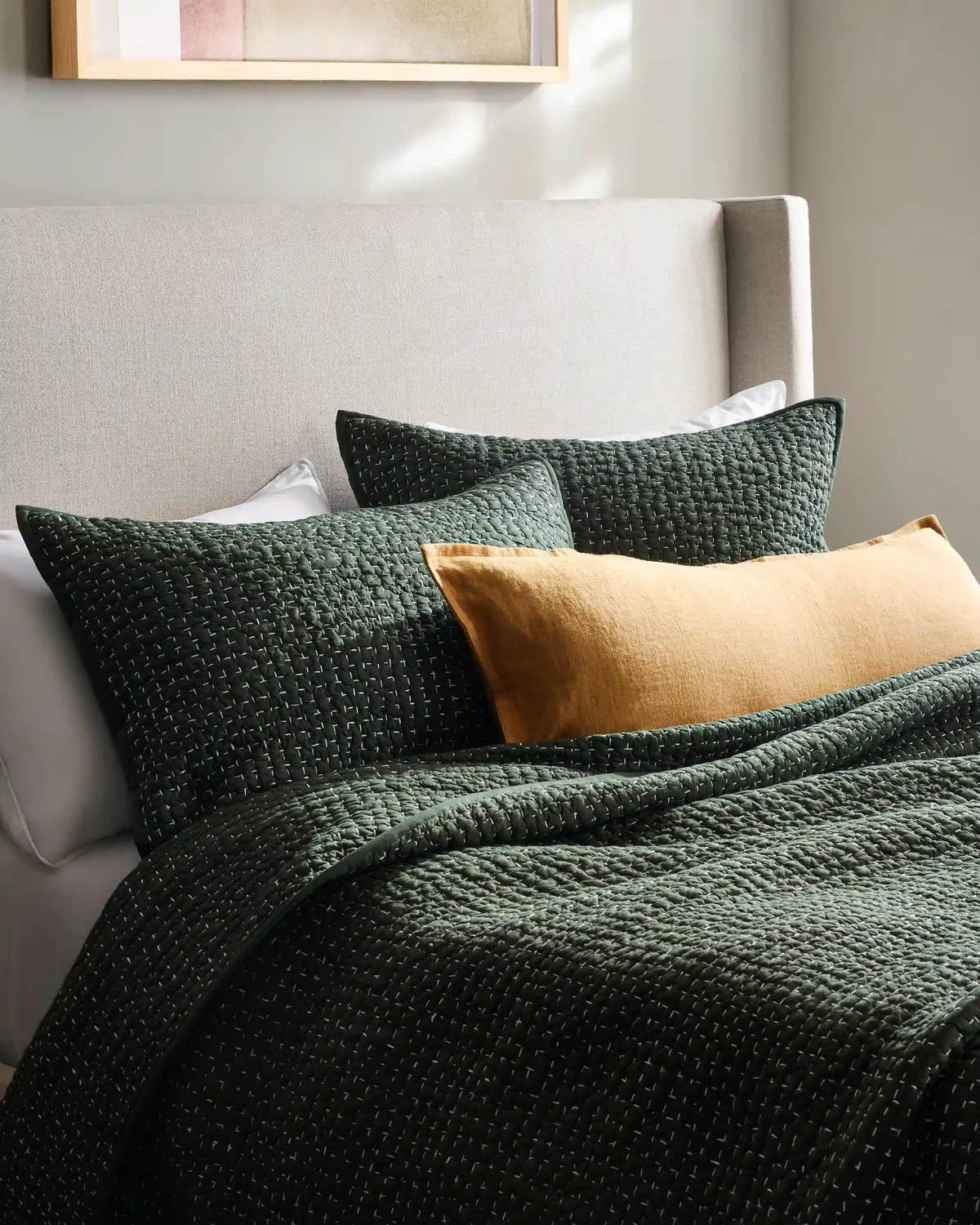 Organic Cotton Hand Stitched Quilted Sham Set