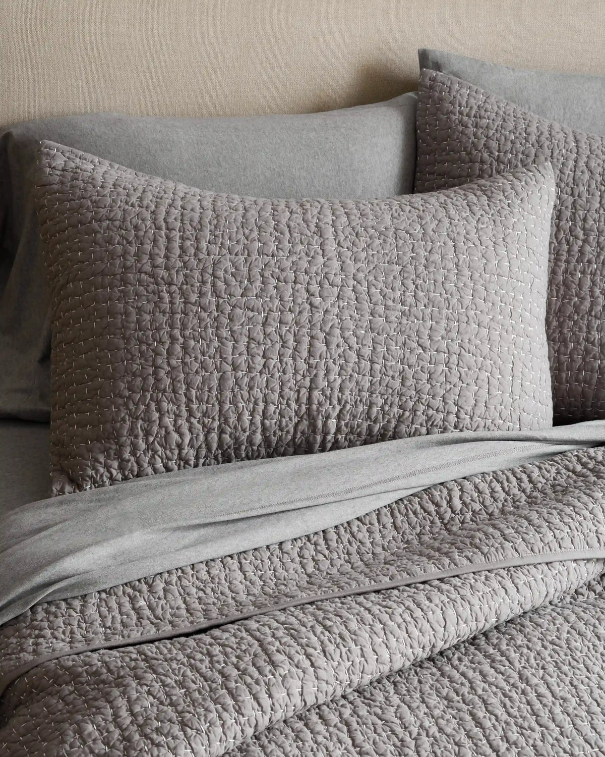 Organic Cotton Hand Stitched Quilted Sham Set