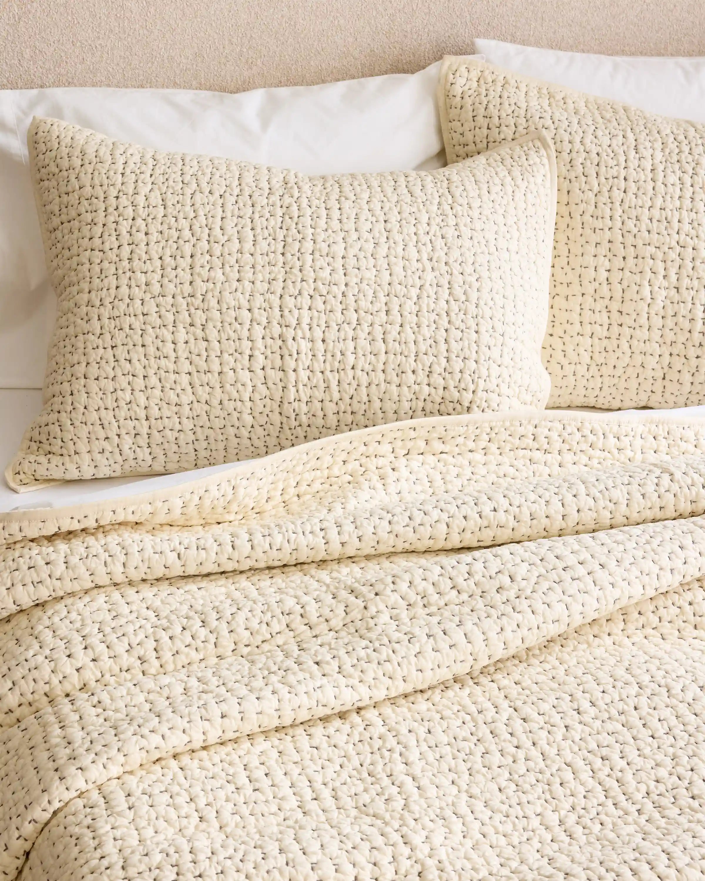 Organic Cotton Hand Stitched Quilted Sham Set