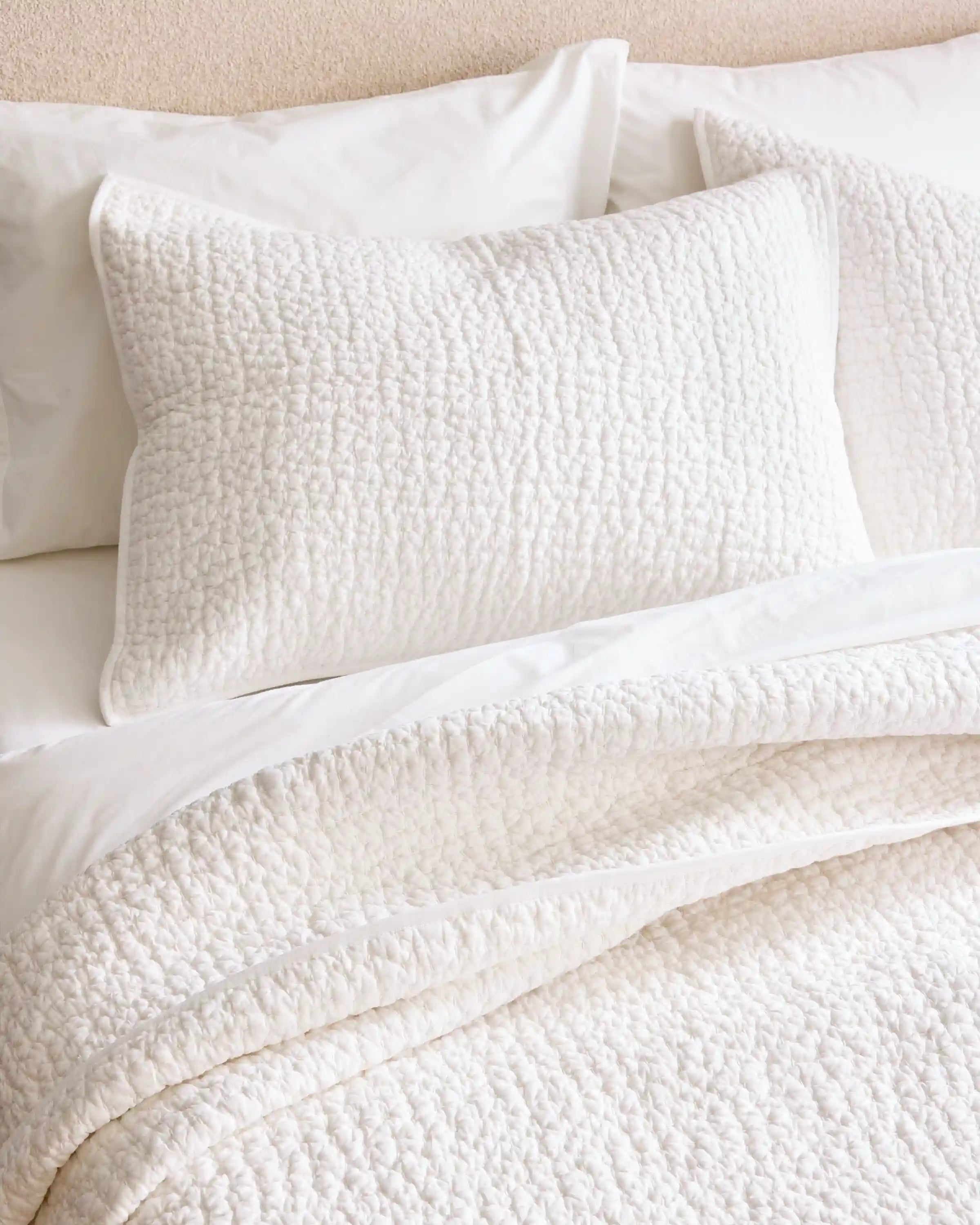Organic Cotton Hand Stitched Quilted Sham Set