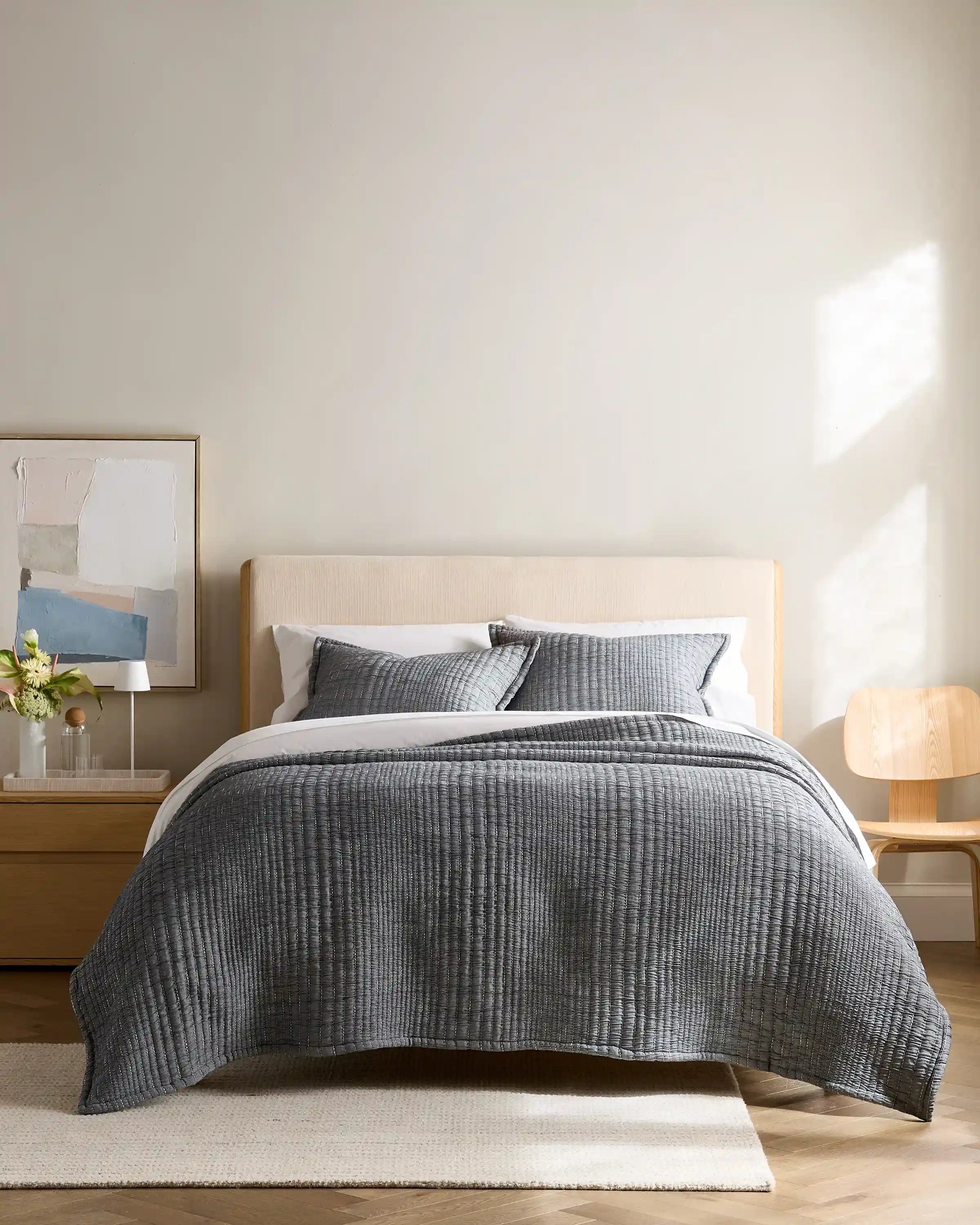 Organic Cotton Channel Stitch Coverlet Set