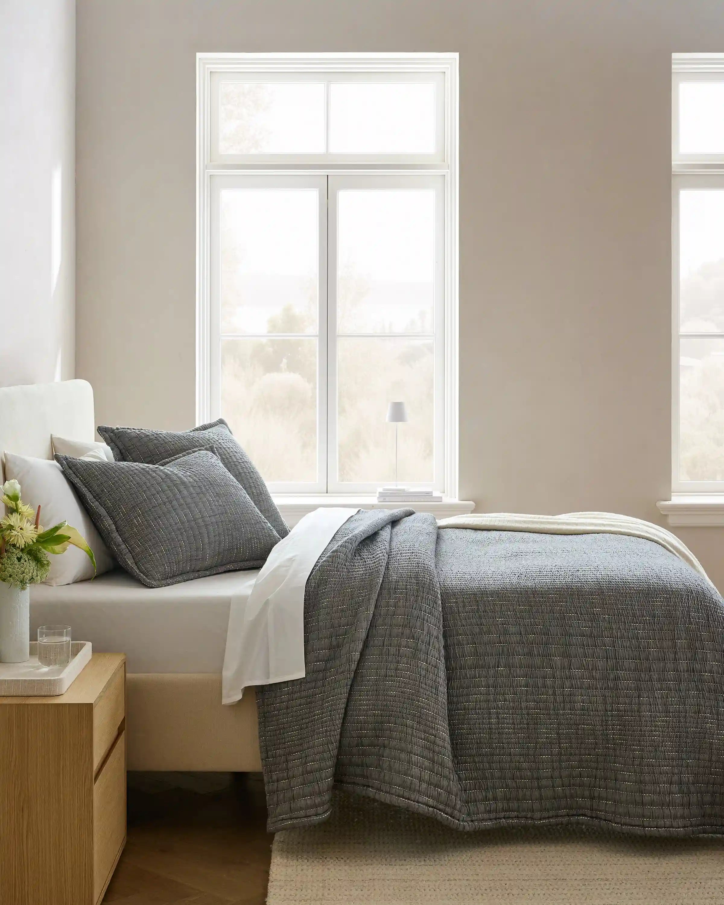 Organic Cotton Channel Stitch Coverlet Set