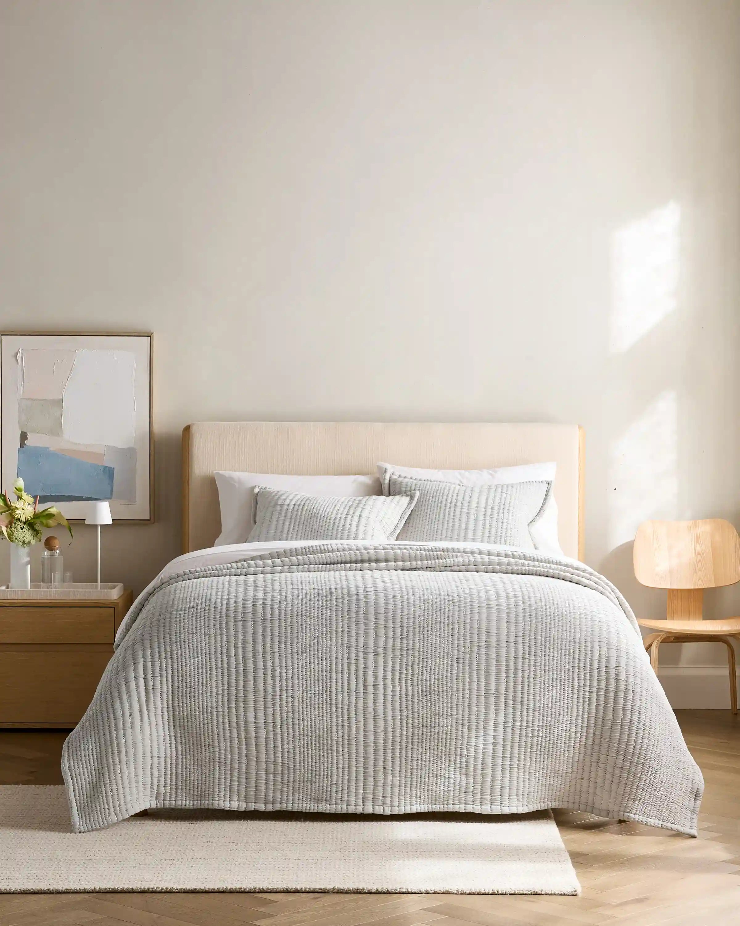 Organic Cotton Channel Stitch Coverlet Set