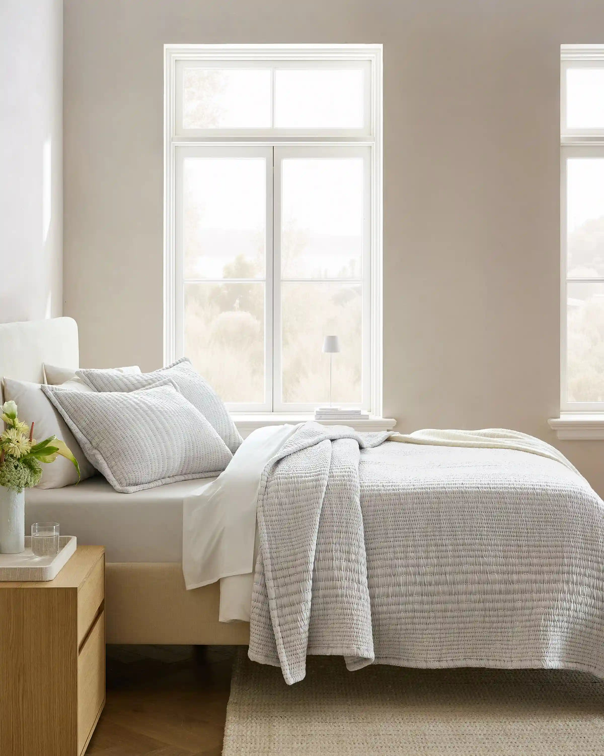 Organic Cotton Channel Stitch Coverlet Set