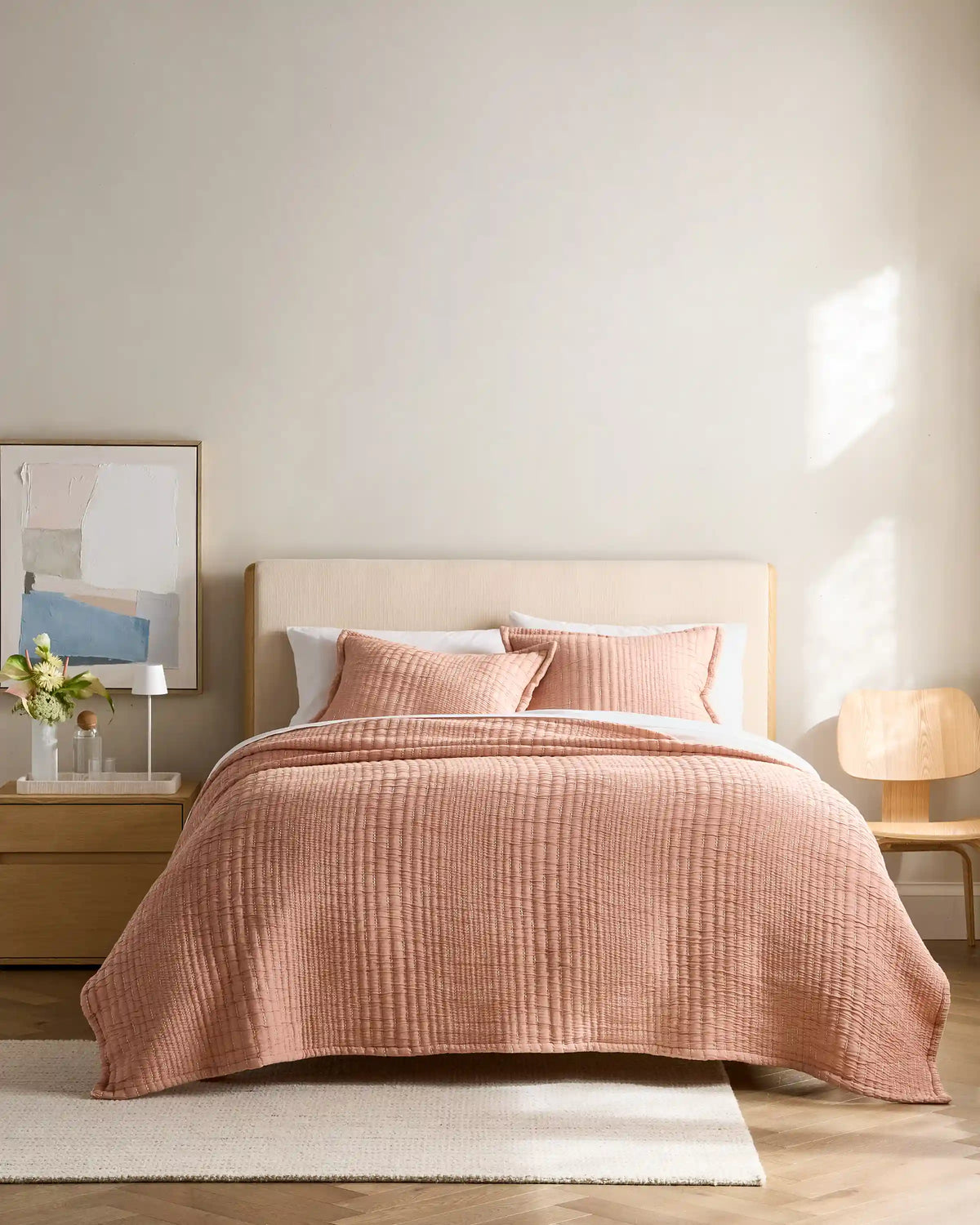 Organic Cotton Channel Stitch Coverlet Set