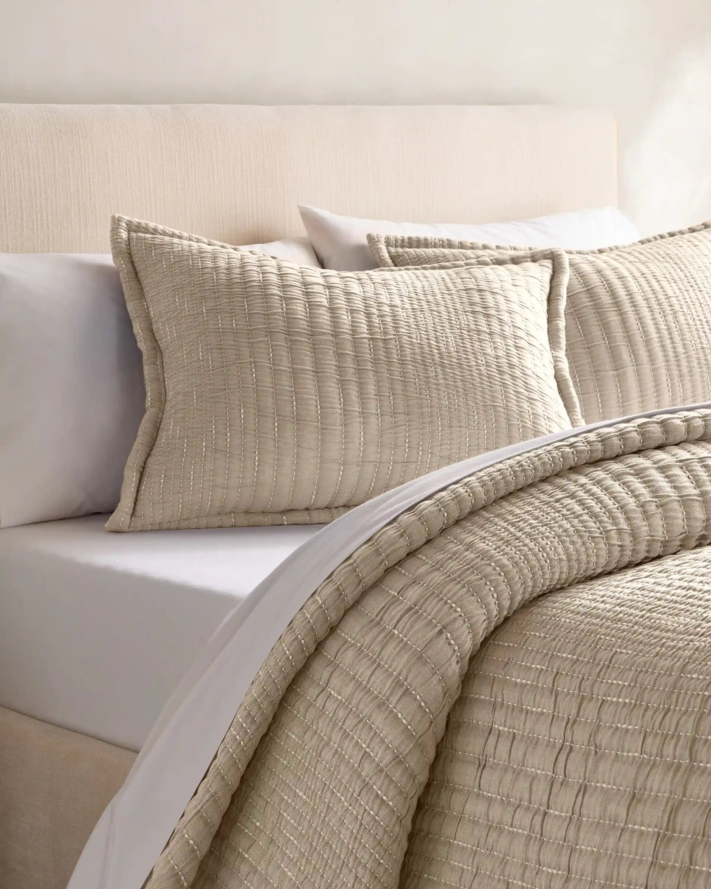 Organic Cotton Channel Stitch Coverlet Set