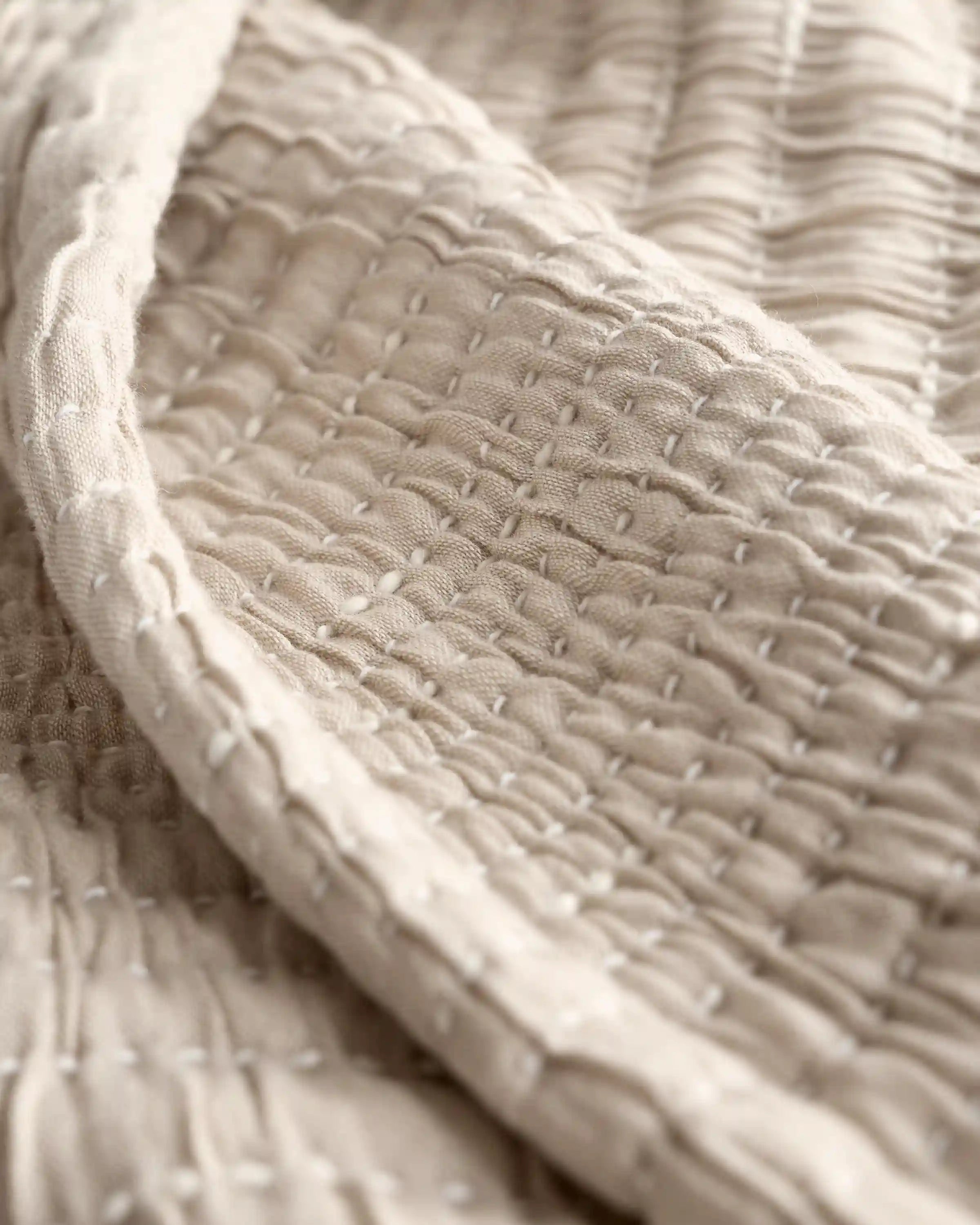 Organic Cotton Channel Stitch Coverlet Set